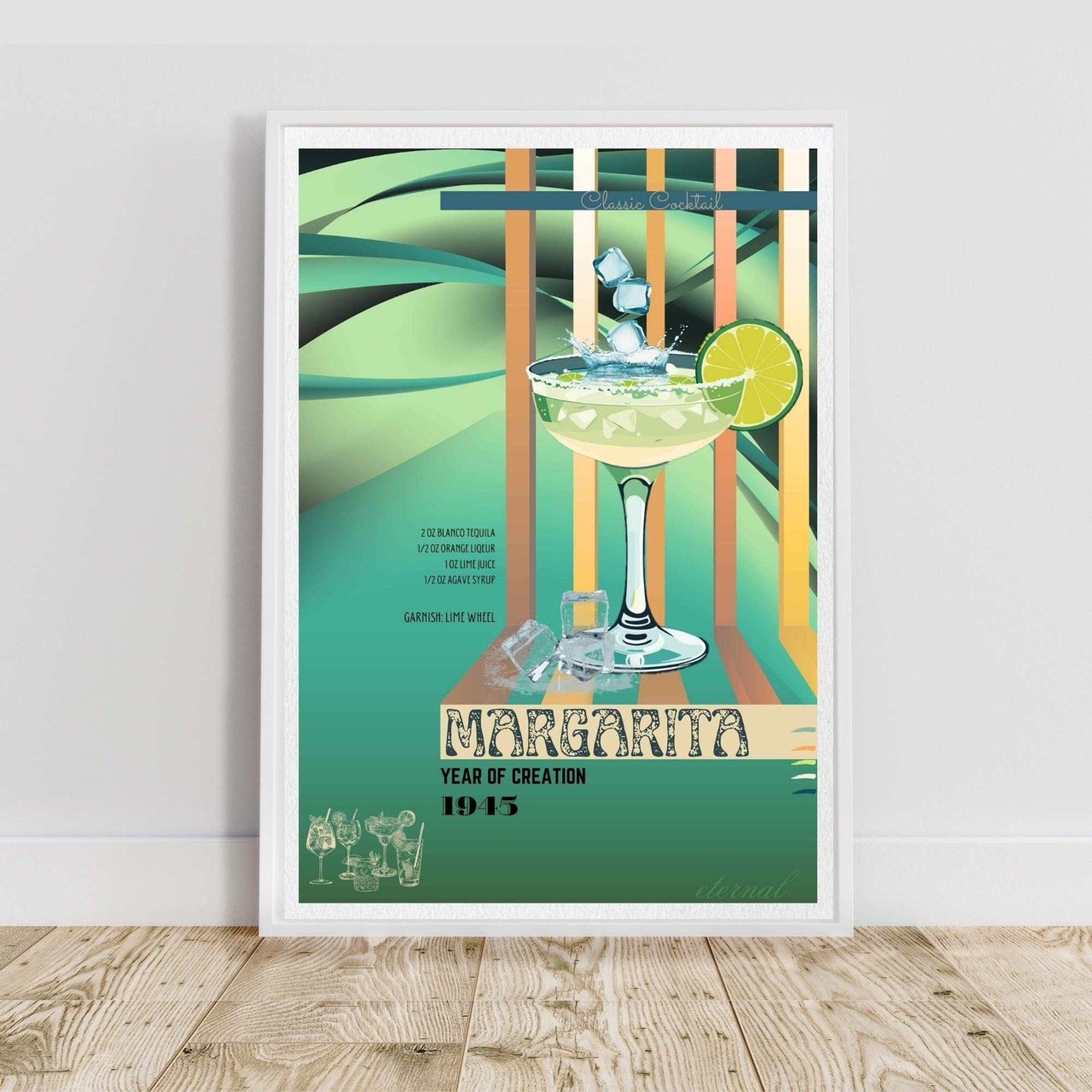 Retro Margarita Lime Classic Cocktail Culture Art Print, Eternal Art Prints - Eternal Art & Design