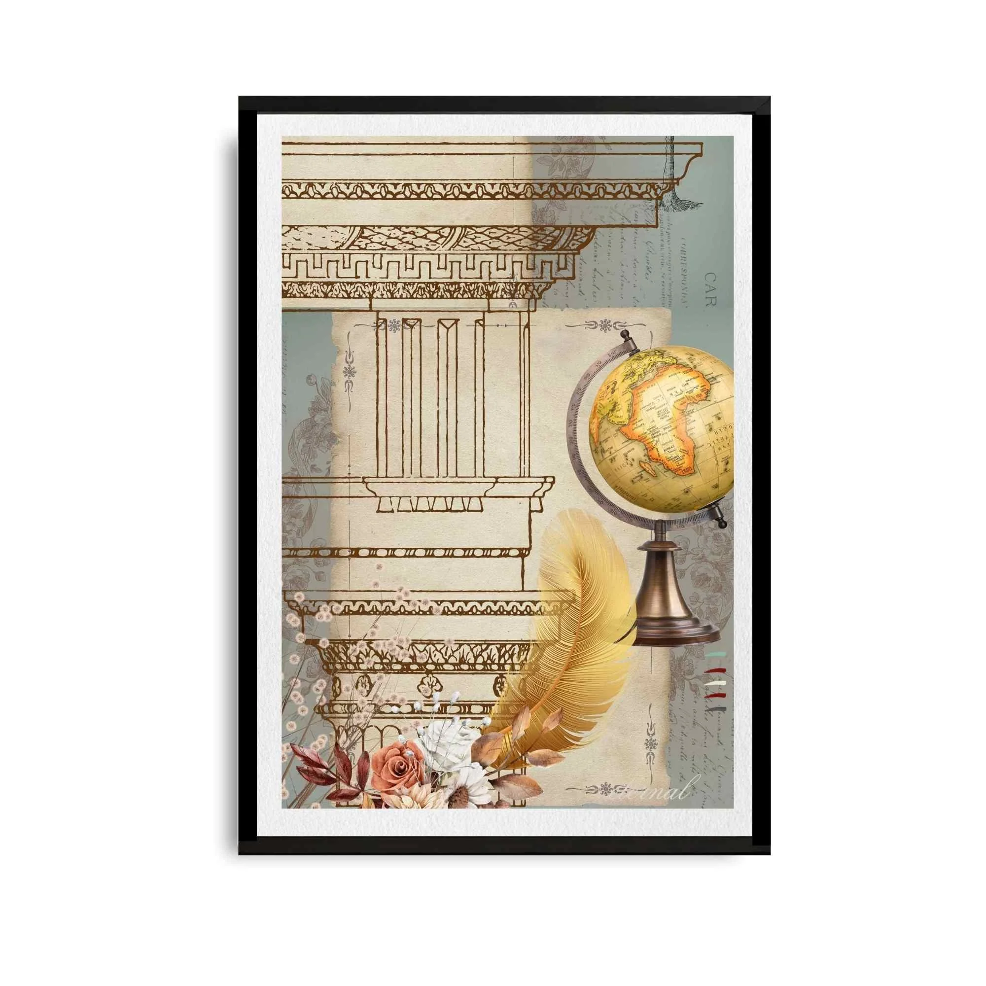 Vintage Architecture & Botanical Gold Print - Special Edition Wall Art Eternal Art Prints - Eternal Art & Design