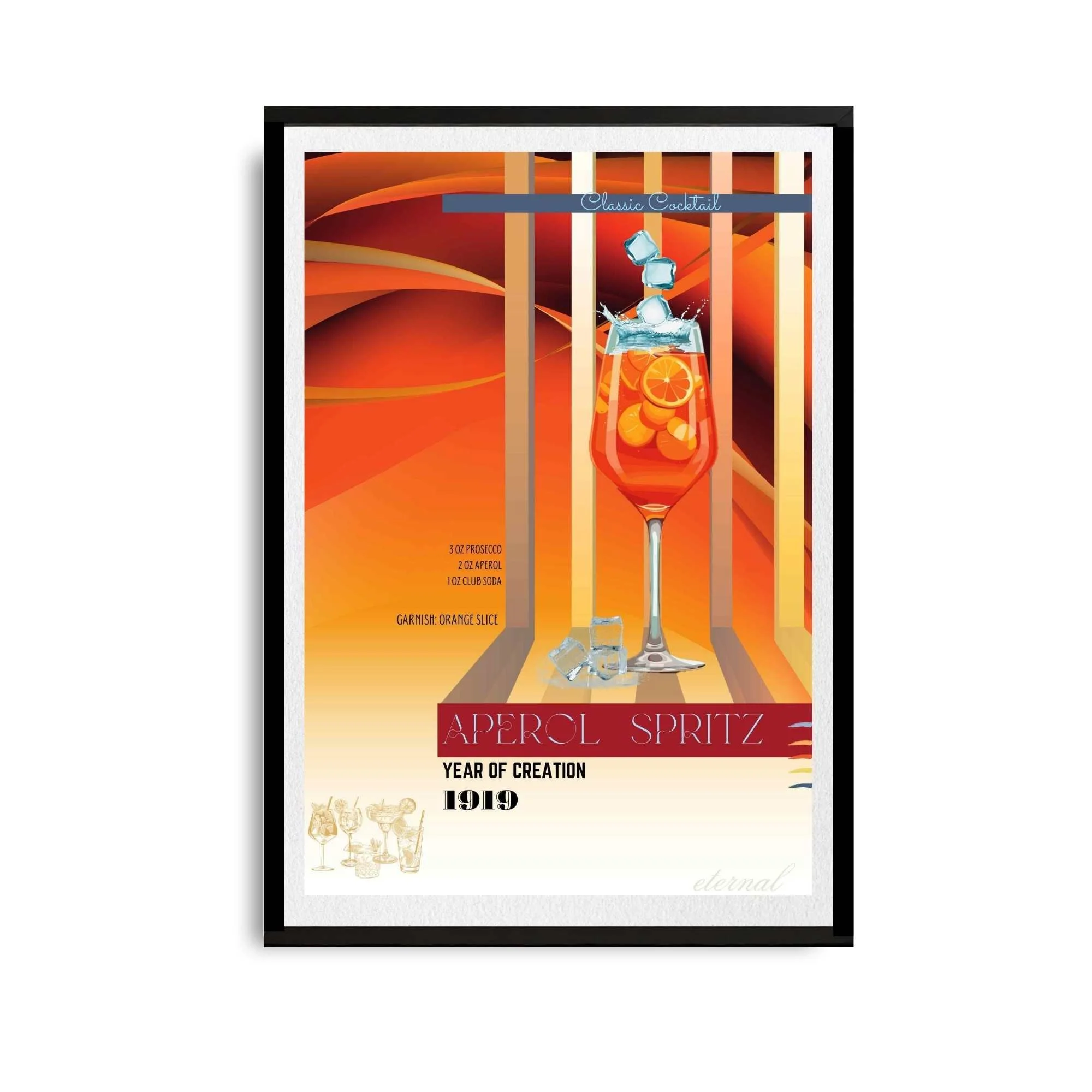 Aperol Spritz Retro Cocktail Culture Wall Art Print, Eternal Art Prints - Eternal Art & Design