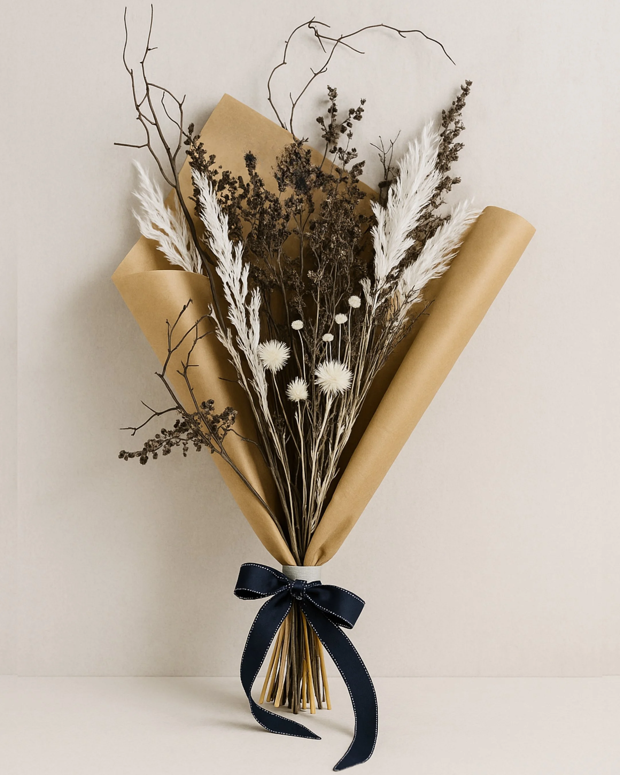 Frosted Noir Bouquet Wrapped - Eternal Stems. Handcrafted dried & preserved arrangement - Eternal Art & Design