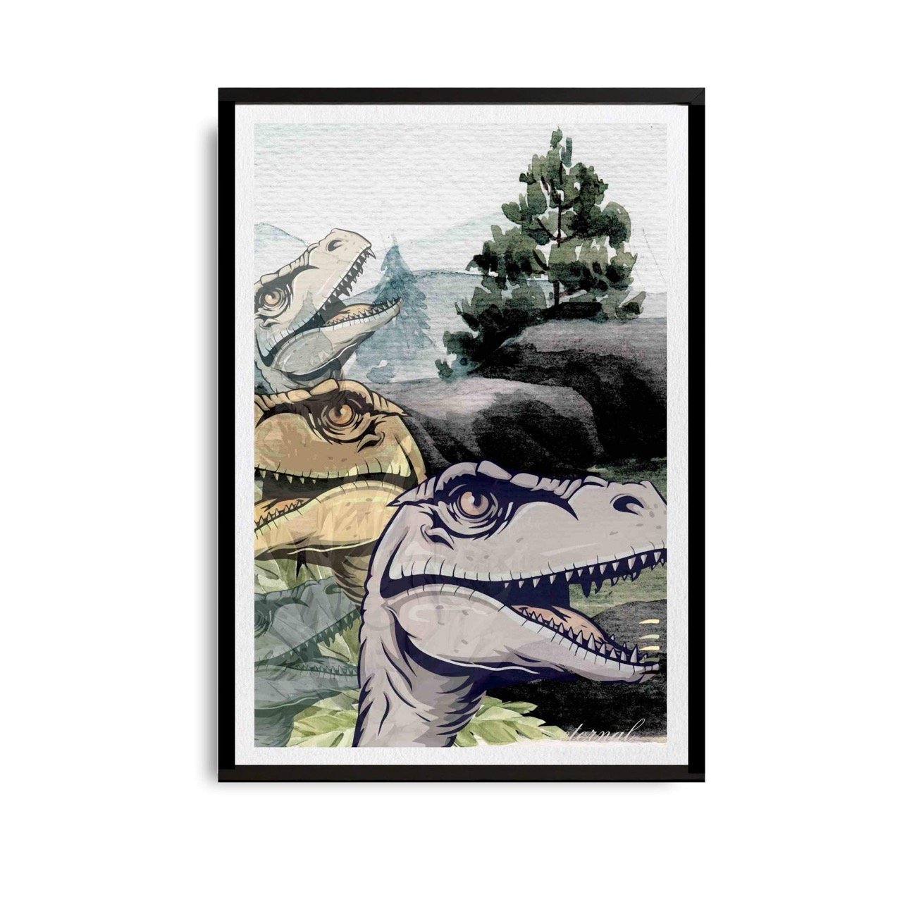 T-Rex Dinosaur Prehistoric Wall Art Print, Eternal Art Prints - Eternal Art & Design