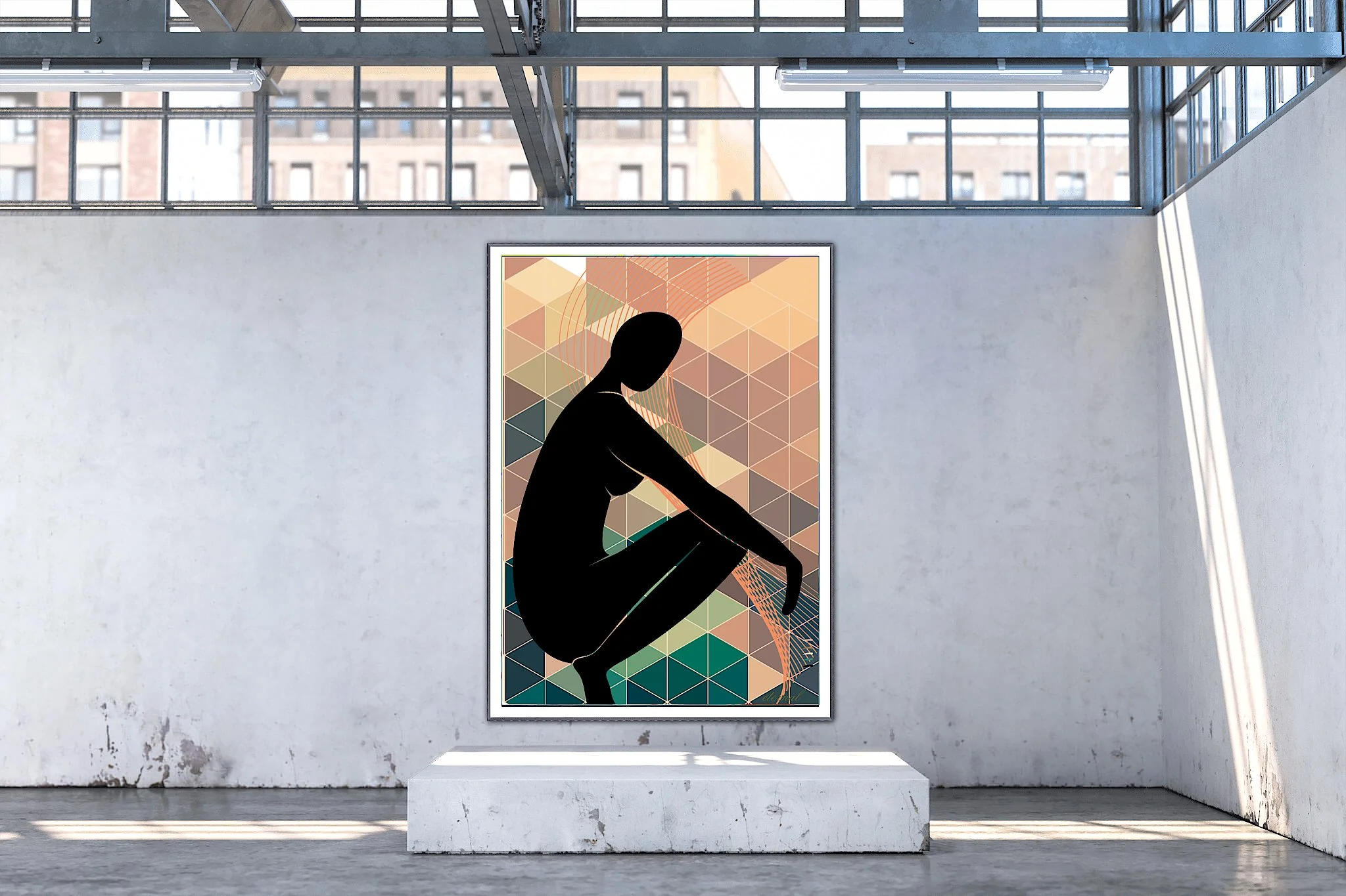 Nude Female Form with Orange Green Mosaic Art Print, Sydney Artist - Eternal Art & Design - Eternal Art & Design