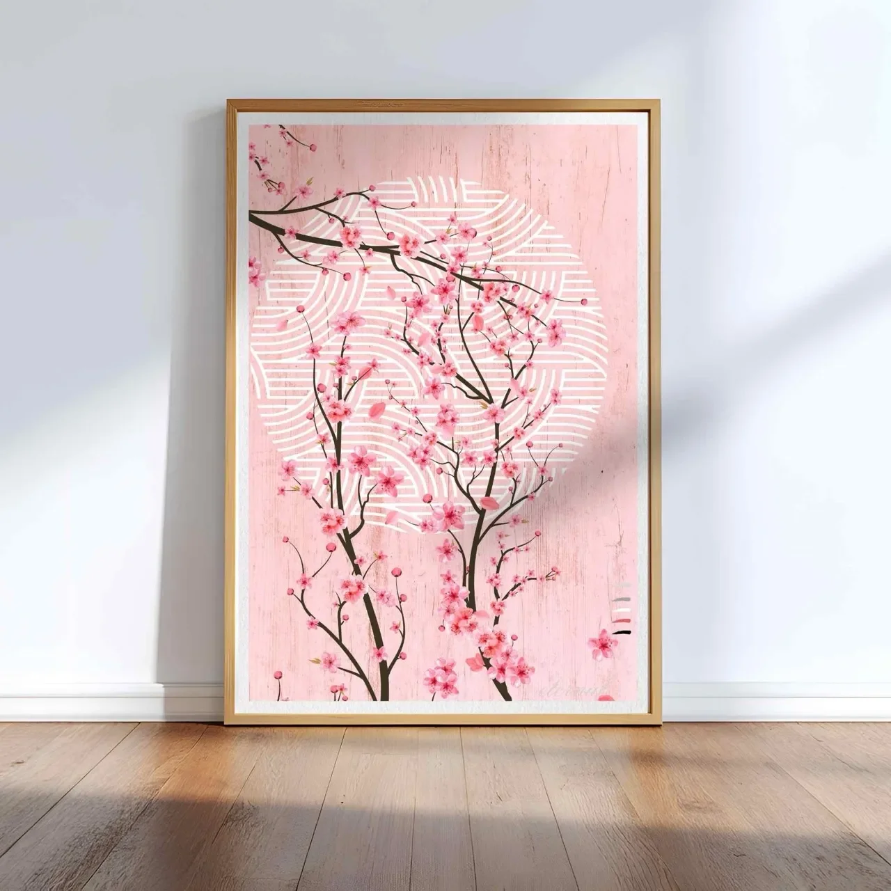 oak framed pink cherry blossom I10005 Large cnr_converted.webp