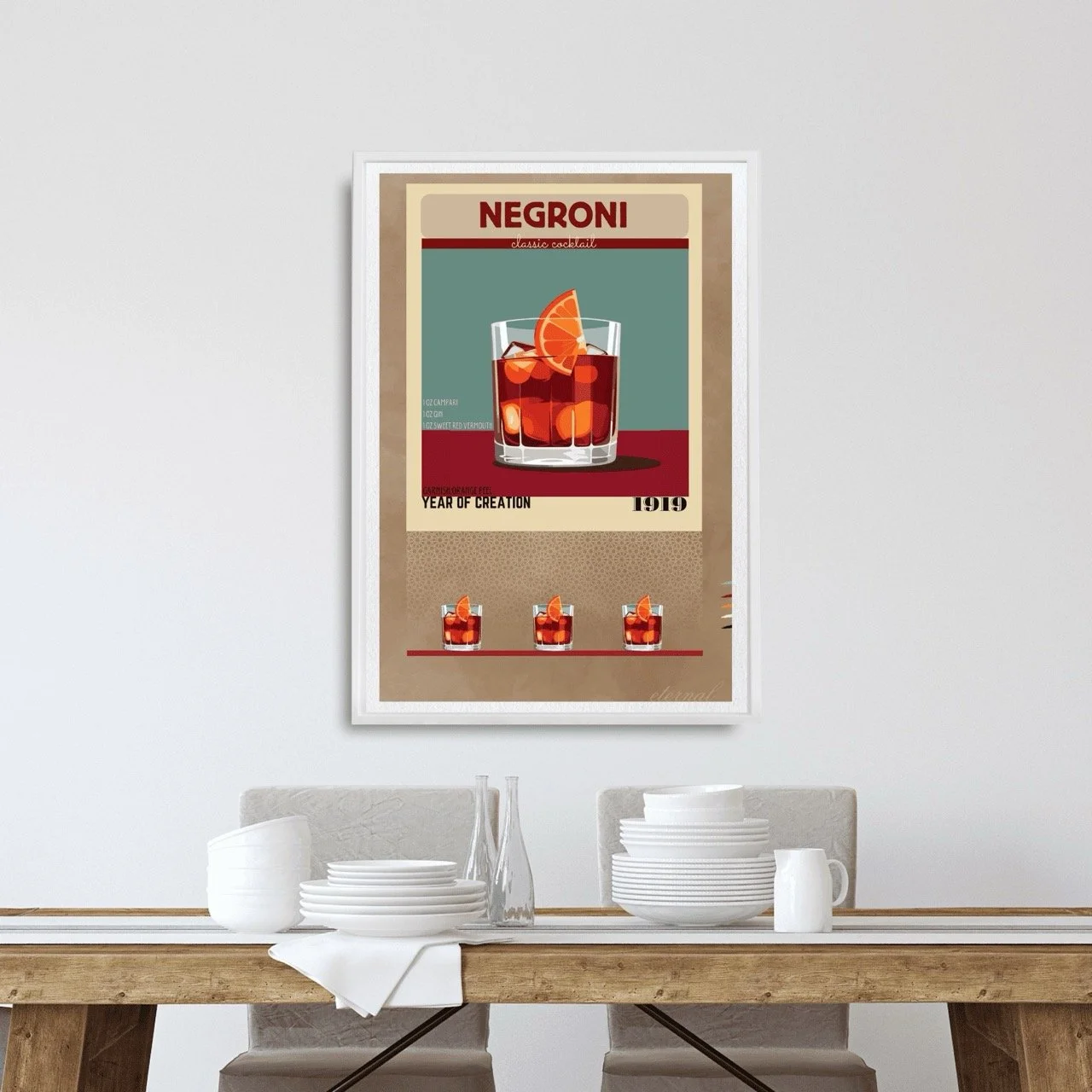 Negroni Retro Cocktail Culture Wall Art Print, Eternal Art Prints - Eternal Art & Design