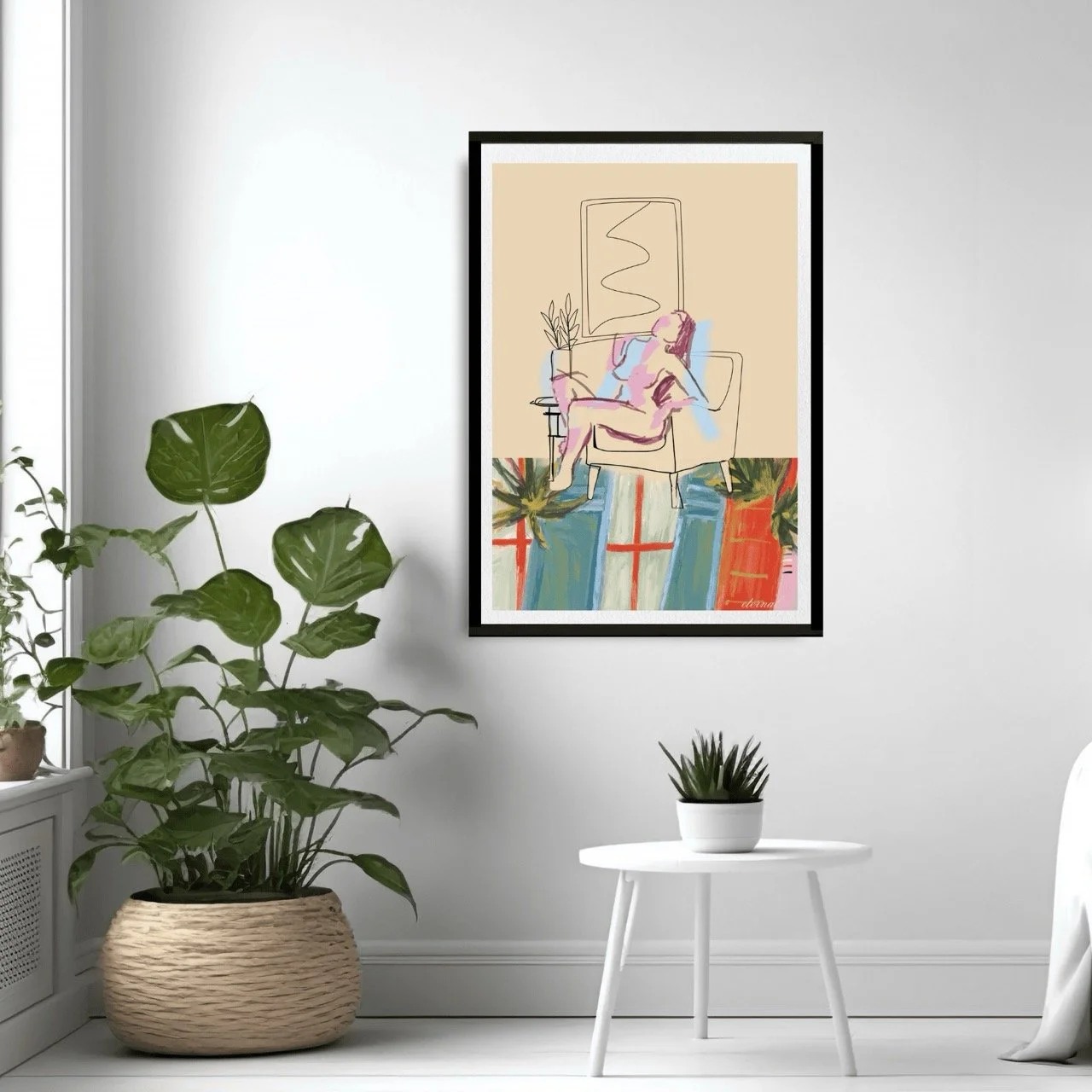 Female Figure Nude Seated with Pattern Art Print, Sydney Artist - Eternal Art Prints - Eternal Art & Design