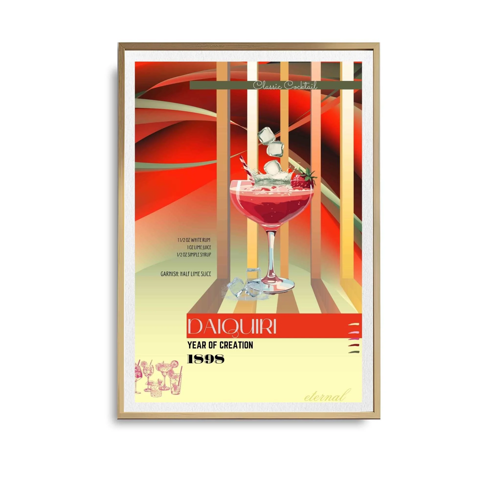 Daiquiri Retro Cocktail Culture Wall Art Print, Eternal Art Prints - Eternal Art & Design