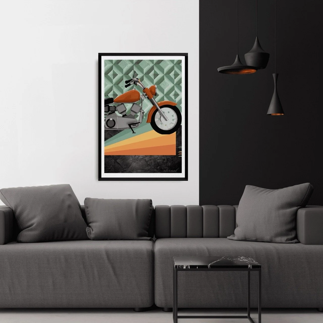 Retro Motorcycle Art Print - Sydney Artist, Eternal Art Prints - Eternal Art & Design