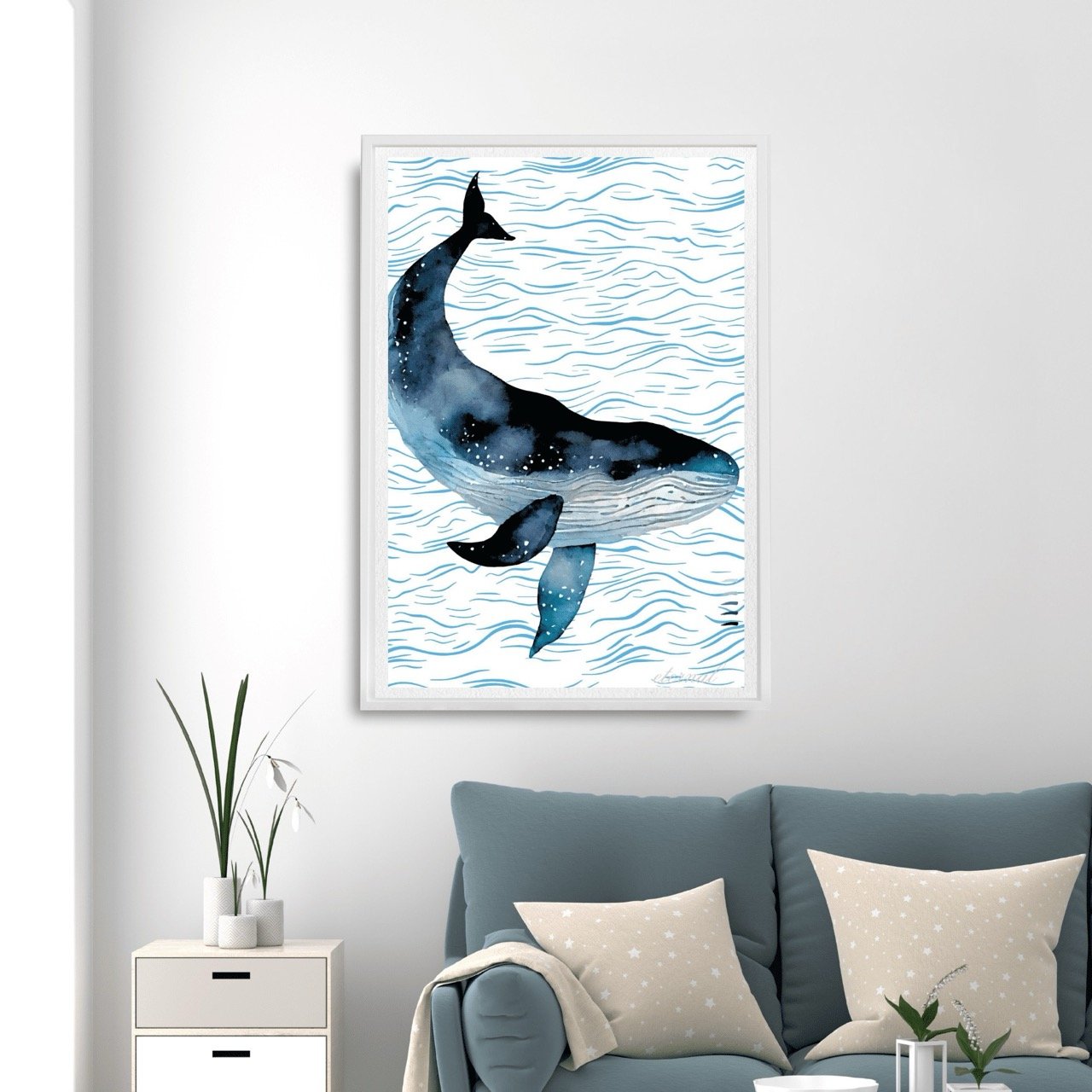 Humpback Whale Coastal Modern Wall Art Print - Sydney Artist, Eternal Art Prints - Eternal Art & Design
