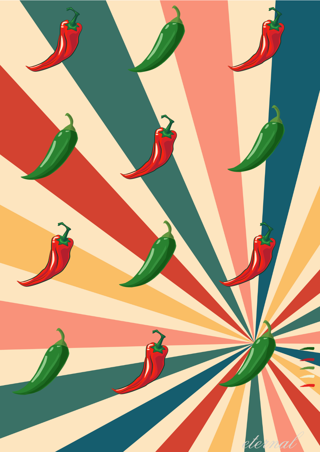 Chilli Spice Retro Wall Art Print, Eternal Art & Design