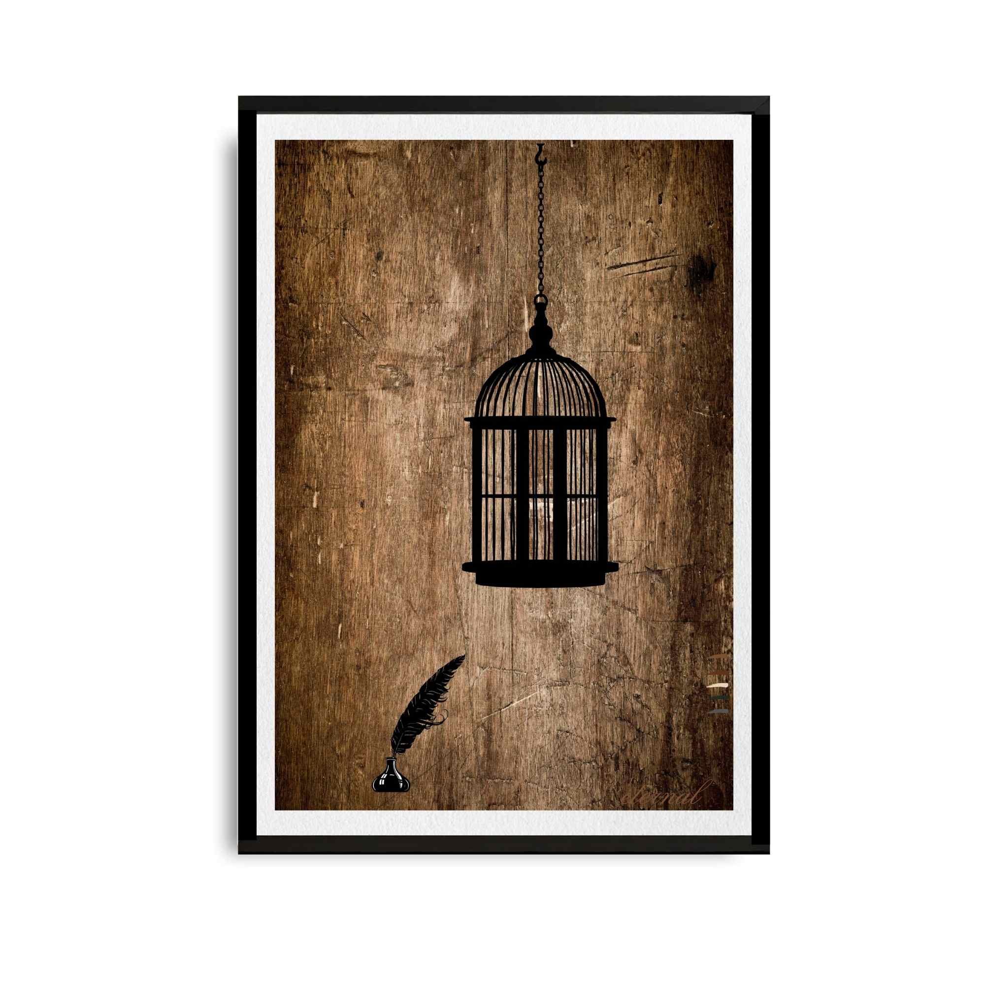 Birdcage Ink and Quill Wall Art Print, Eternal Art Prints - Eternal Art & Design