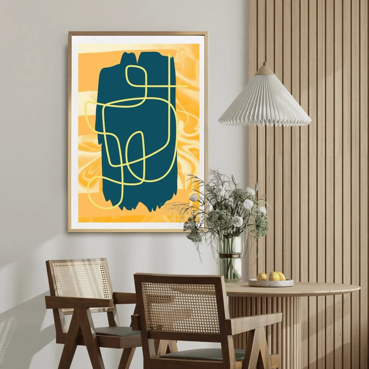 Abstract Modern Brushstrokes in Yellow Art Print - Sydney Artist, Eternal Art Prints - Eternal Art & Design