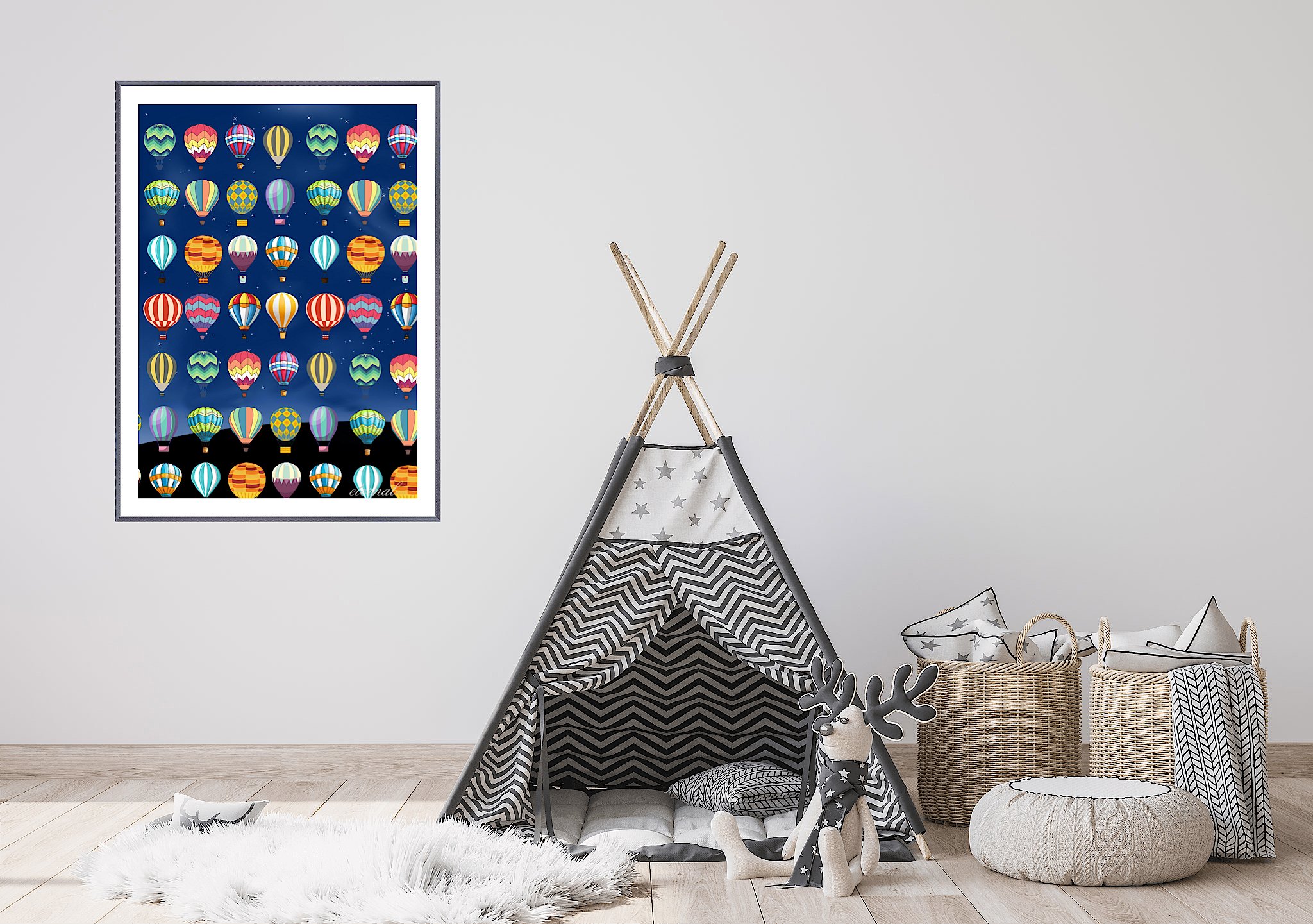 Starry Night Balloon Adventure Art Print - Sydney Artist, Eternal Art & Design - Eternal Art & Design