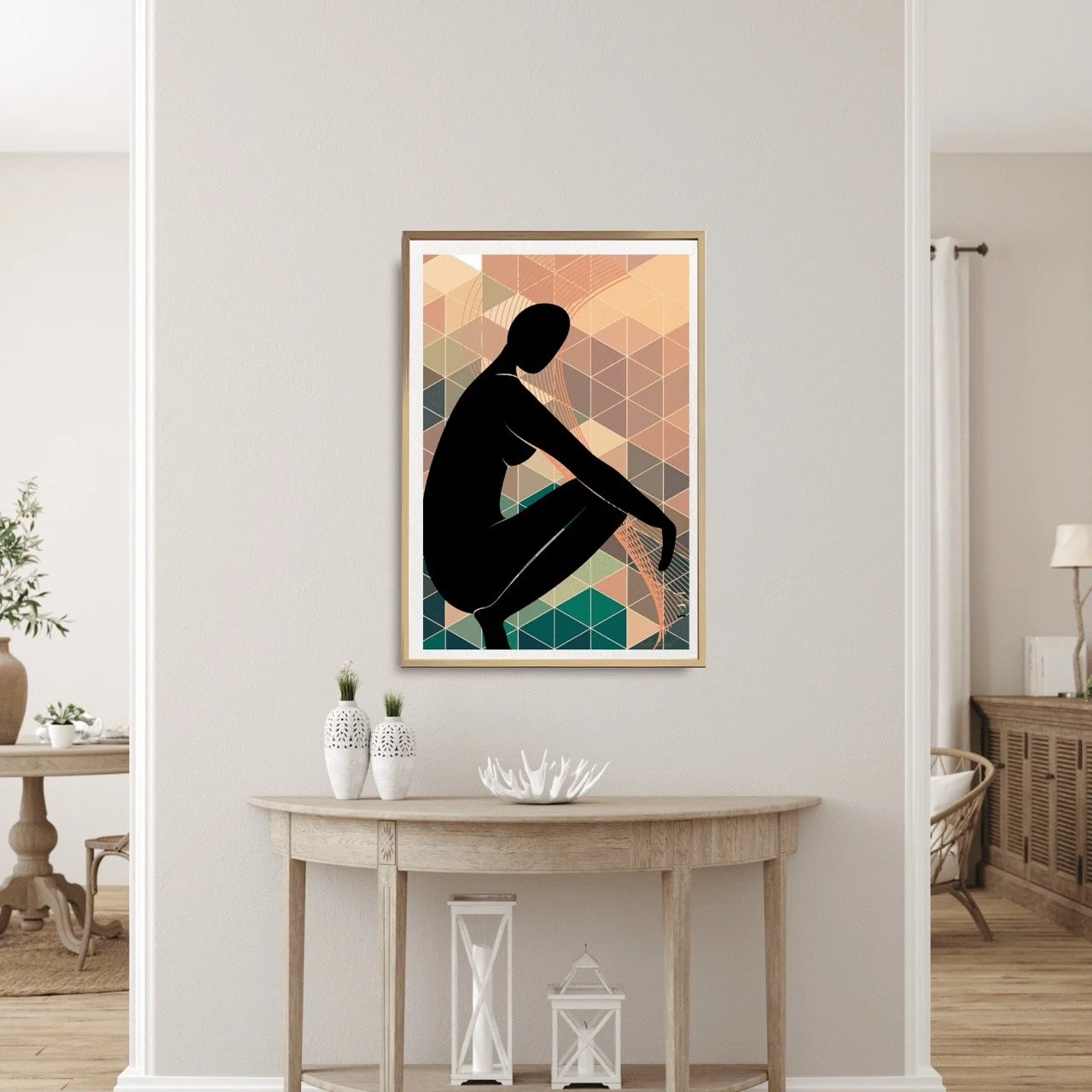 Nude Female Form with Orange Green Mosaic Art Print, Sydney Artist - Eternal Art & Design - Eternal Art & Design