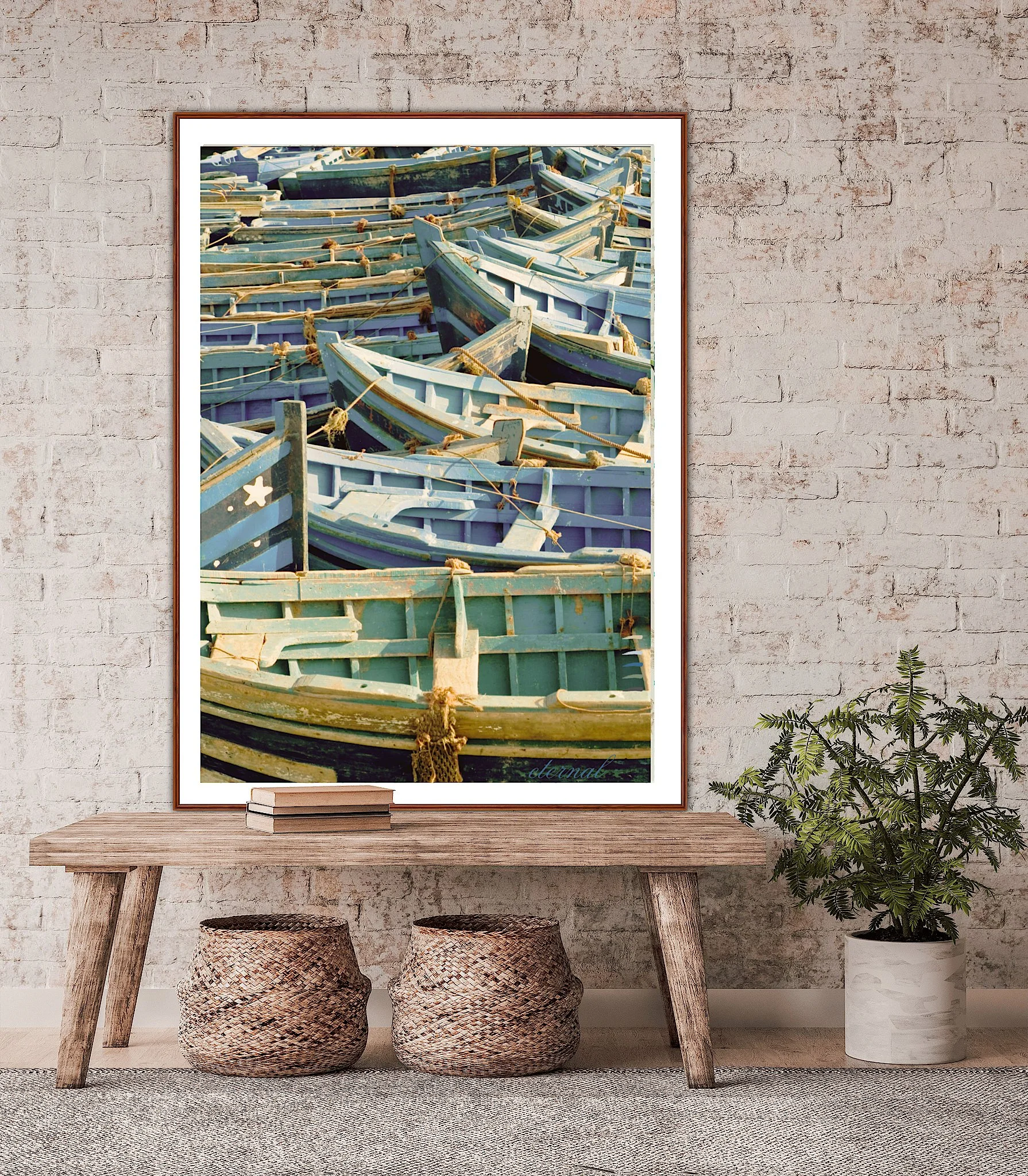Nautical Wood Boats Wall Art Print, Eternal Art & Design - Eternal Art & Design