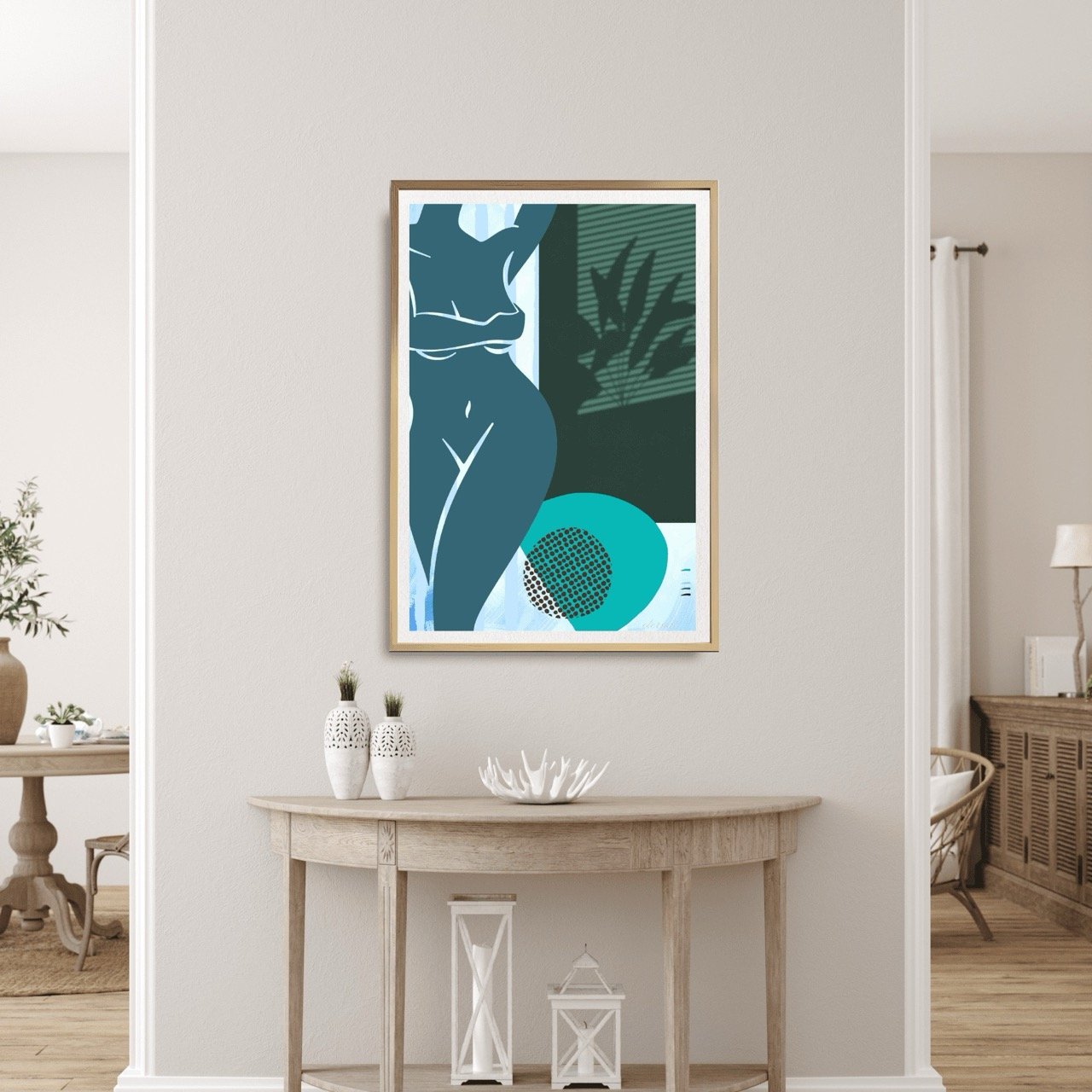 Female Figurative Line Drawing in Aqua Wall Art Print, Sydney Artist - Eternal Art Prints - Eternal Art & Design