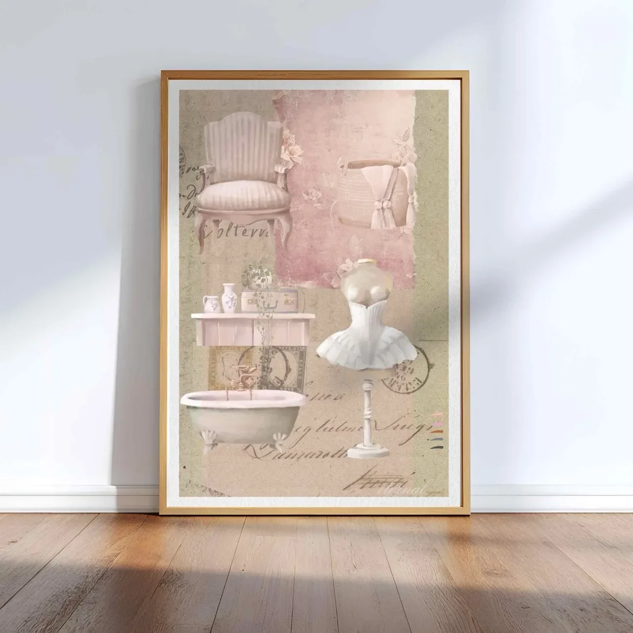 oak framed pink vintage I10024 Large cnr_converted.webp