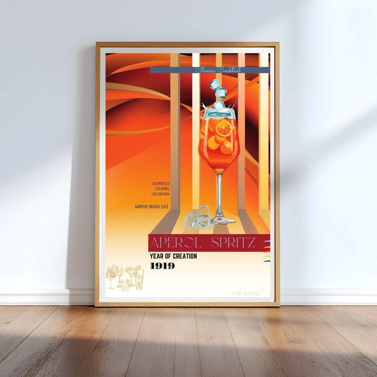 Aperol Spritz Retro Cocktail Culture Wall Art Print, Eternal Art Prints - Eternal Art & Design