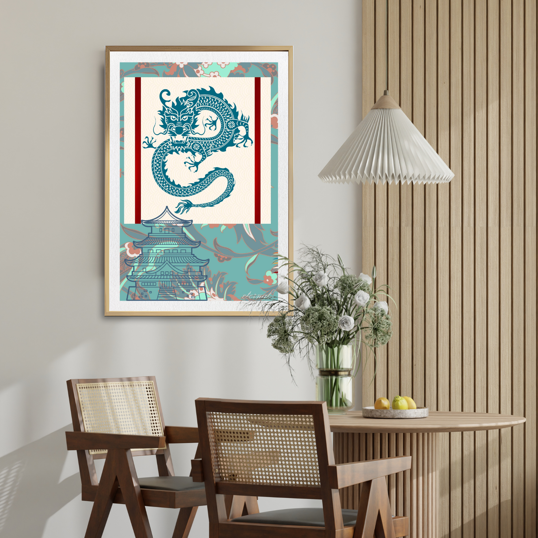 Temple and Dragon Wall Art Print, Eternal Art Prints - Eternal Art & Design