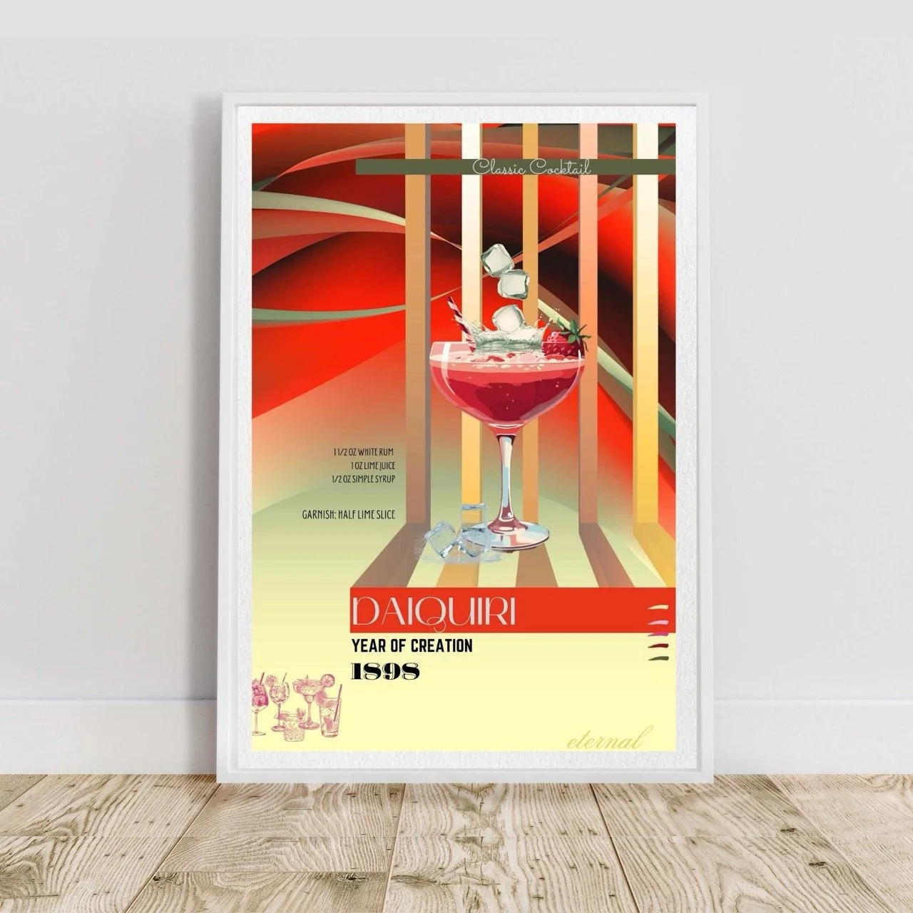 Daiquiri Retro Cocktail Culture Wall Art Print, Eternal Art Prints