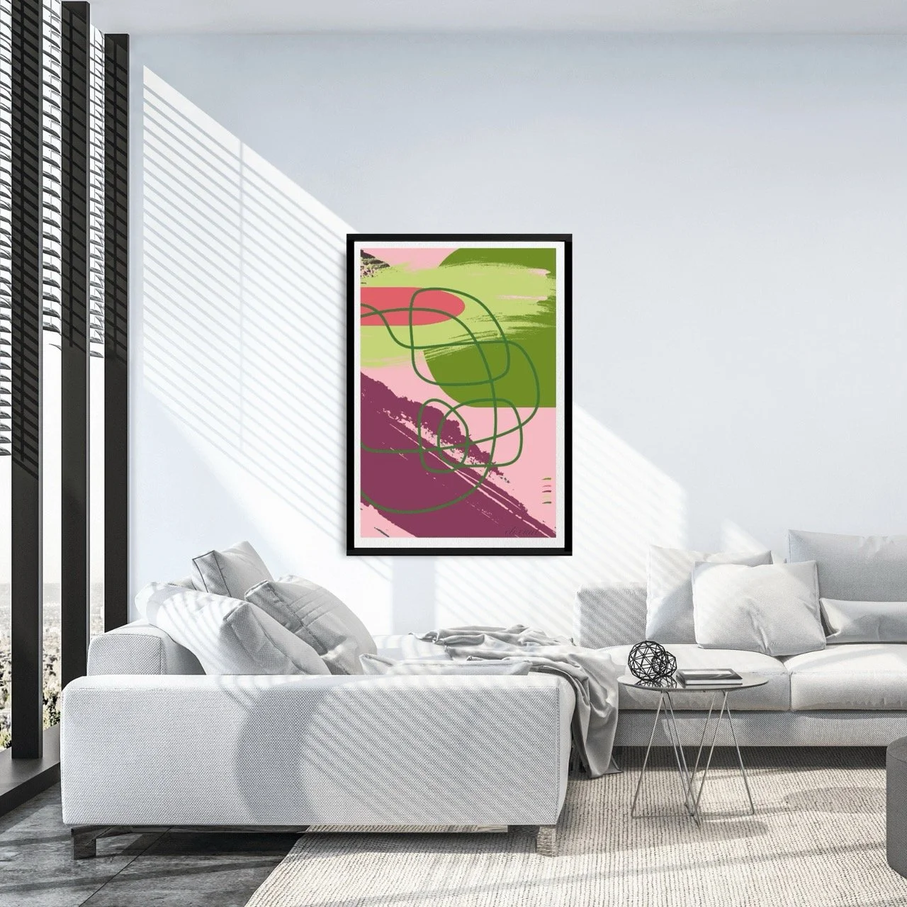 Abstract Modern Brushstrokes in Green and Pink Art Print - Sydney Artist, Eternal Art Prints - Eternal Art & Design