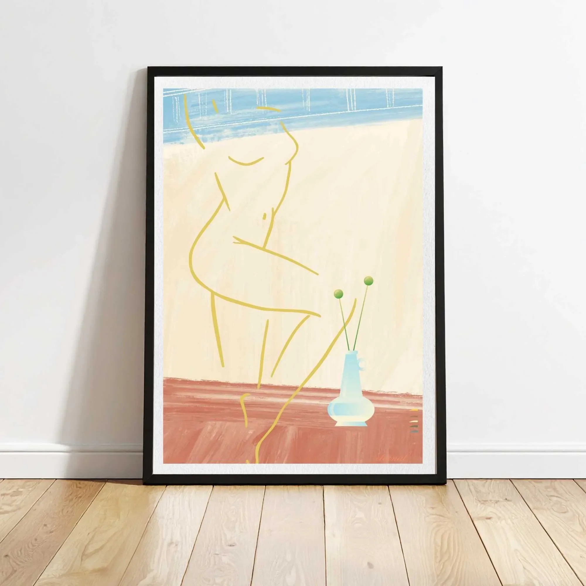 Nude Female with Blue Vase Wall Art Print, Sydney Artist - Eternal Art Prints