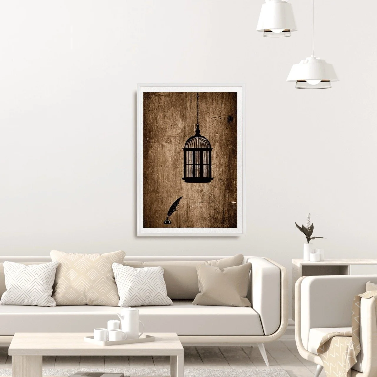 Birdcage Ink and Quill Wall Art Print, Eternal Art Prints - Eternal Art & Design