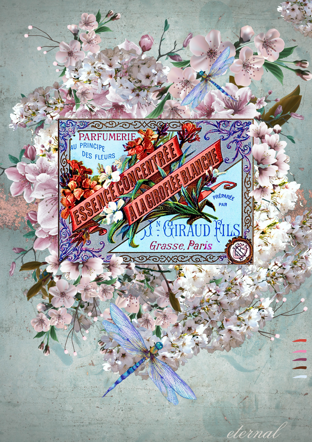 Floral Vintage Botanical Perfume Label Print - Special Edition Wall Art Eternal Art Prints