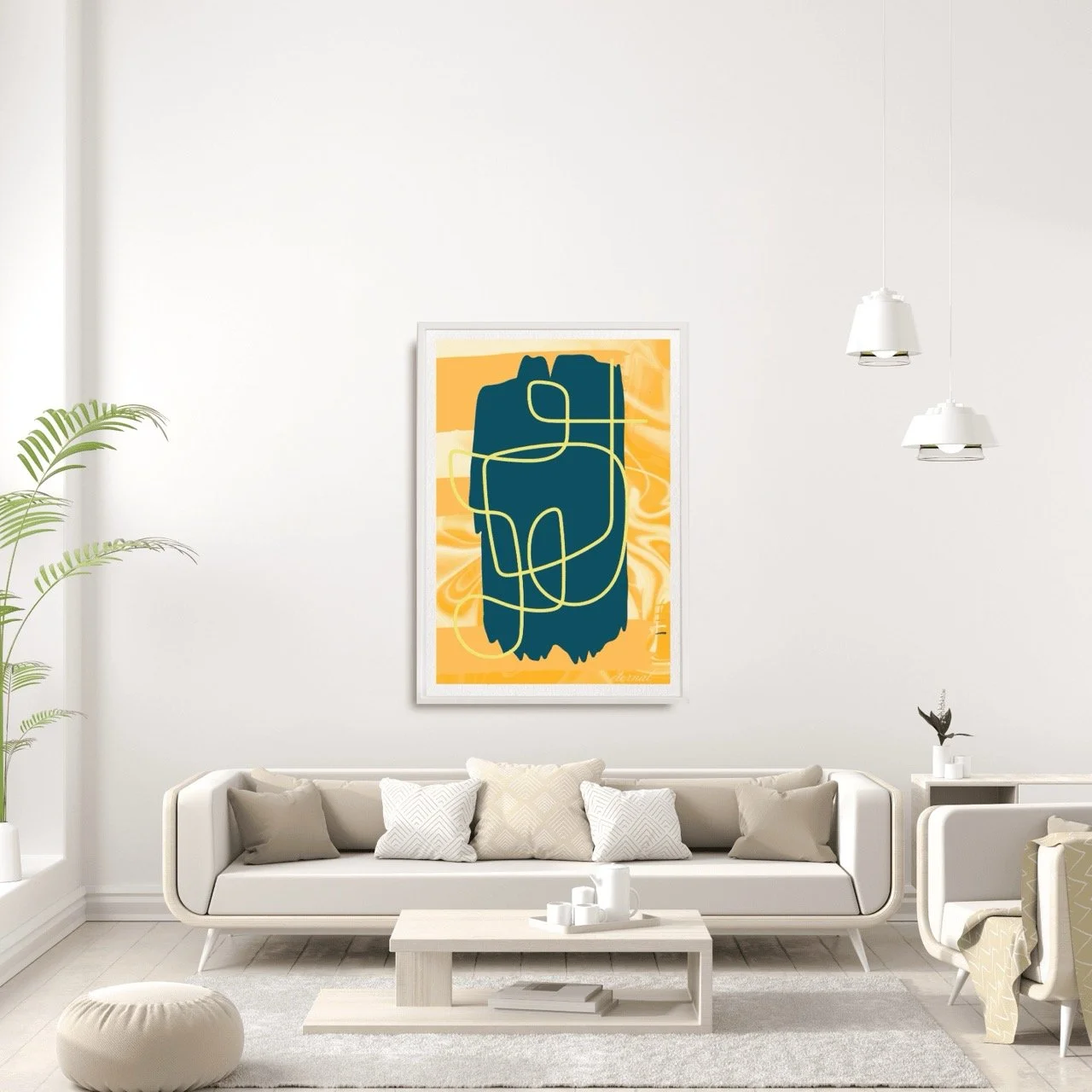 Abstract Modern Brushstrokes in Yellow Art Print - Sydney Artist, Eternal Art Prints - Eternal Art & Design