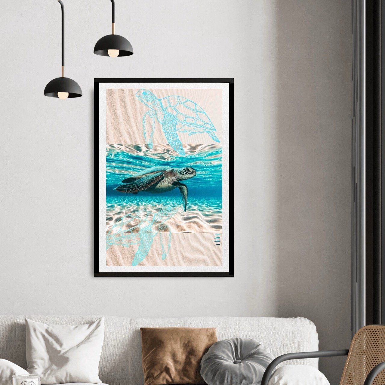 Water Turtles Modern Coastal Wall Art Print - Sydney Artist, Eternal Art Print - Eternal Art & Design