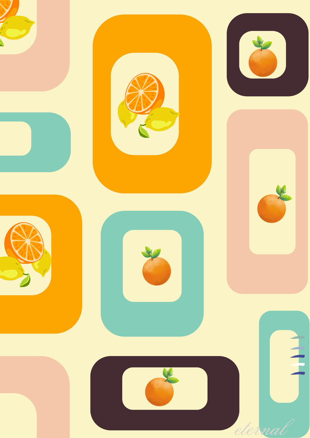 Citrus Delight Retro Wall Art Print,Eternal Art Prints