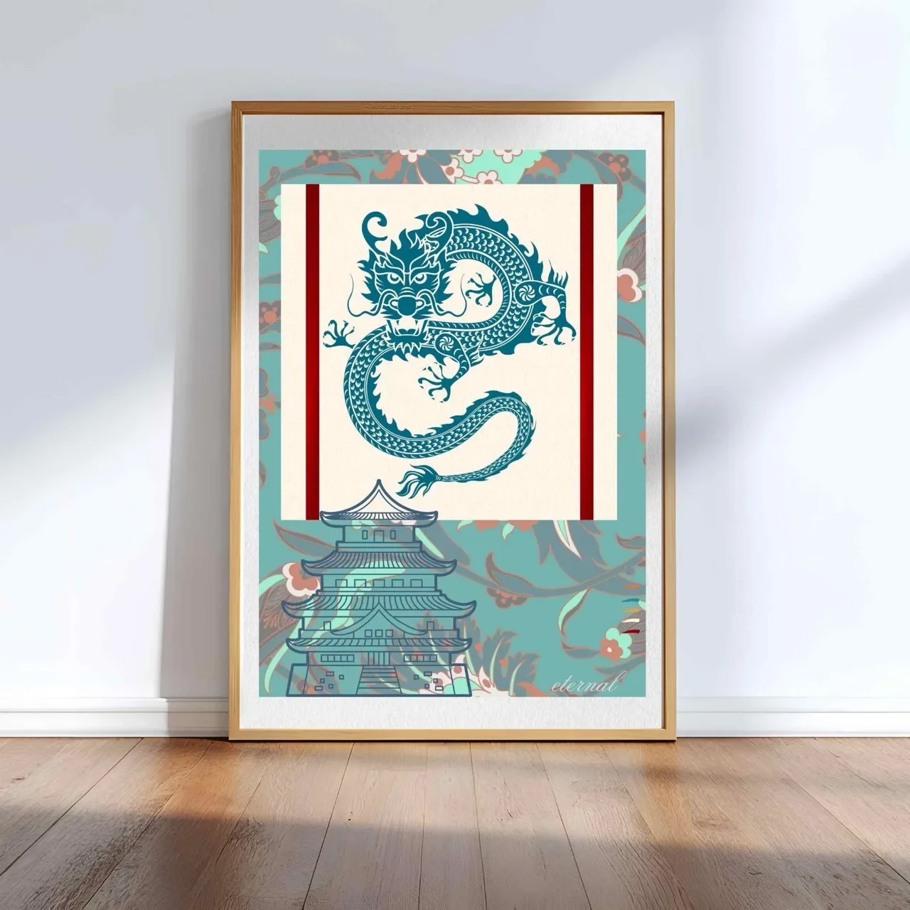 Temple and Dragon Wall Art Print, Eternal Art Prints