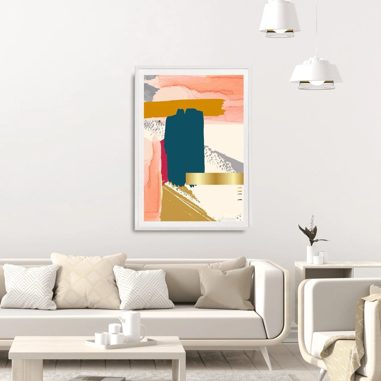 Modern Abstract Brushstrokes with Gold Art Print - Sydney Artist, Eternal Art Prints - Eternal Art & Design