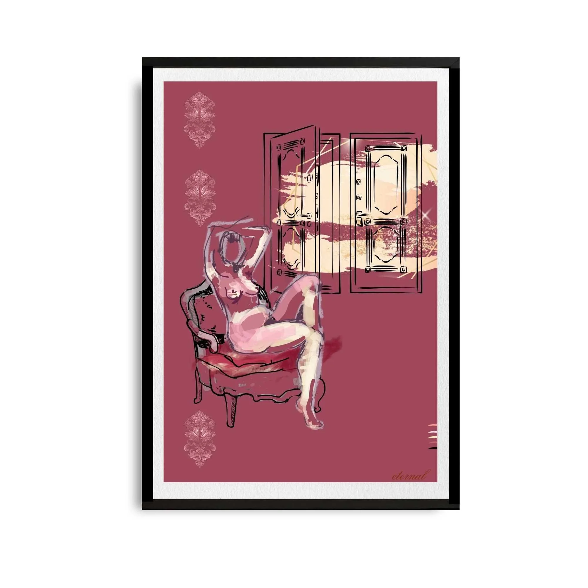 Female Figure Nude Tranquil Seated Art Print, Sydney Artist - Eternal Art Prints - Eternal Art & Design