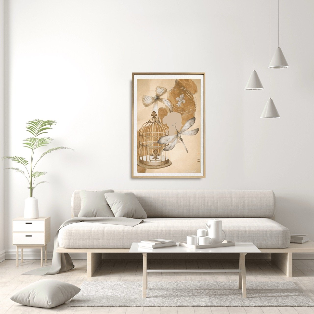 Vintage Birdcage Bow and Dragonfly Wall Art Print, Eternal Art Prints - Eternal Art & Design