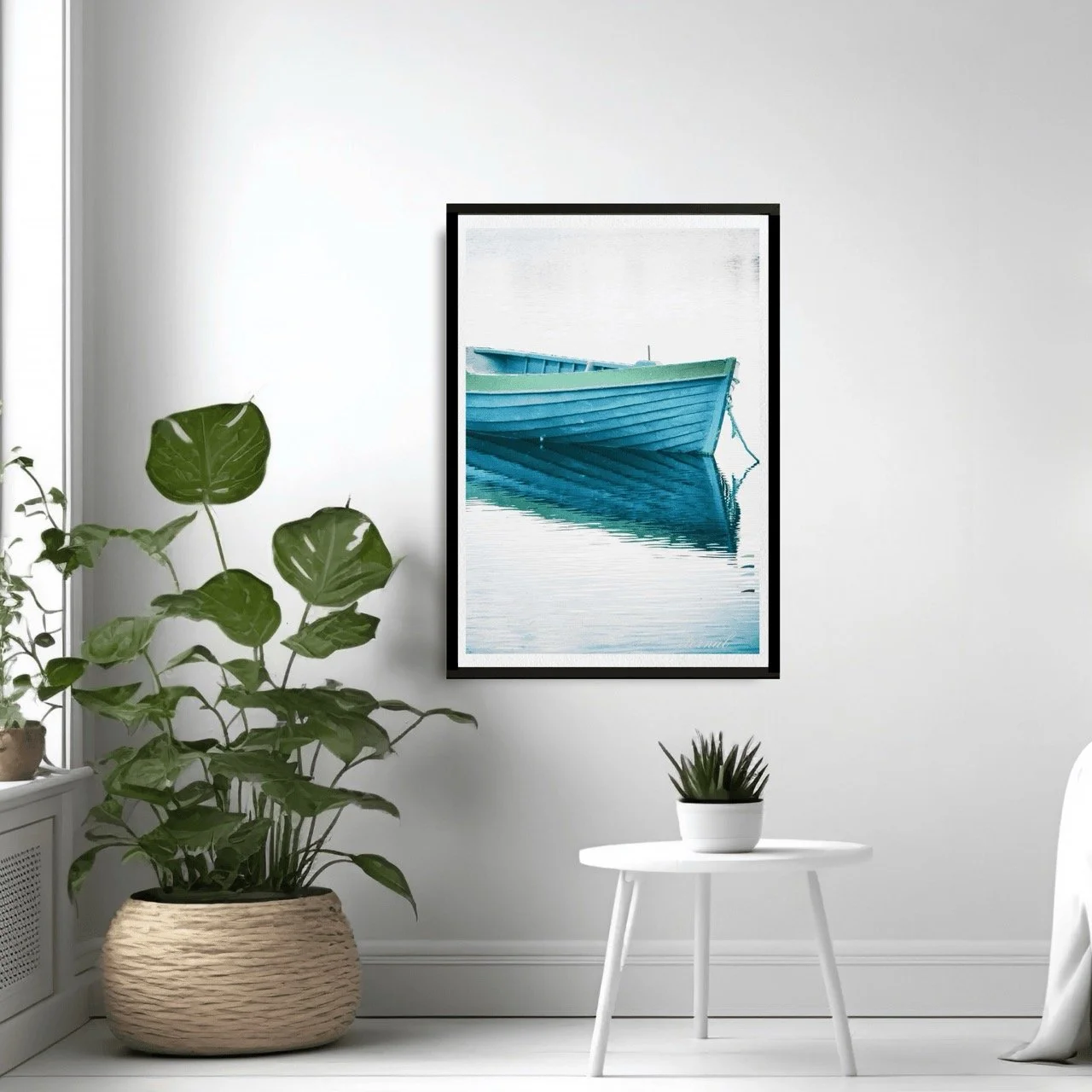 Blue Row Boat Rustic Ocean Wall Art Print, Eternal Art Prints - Eternal Art & Design
