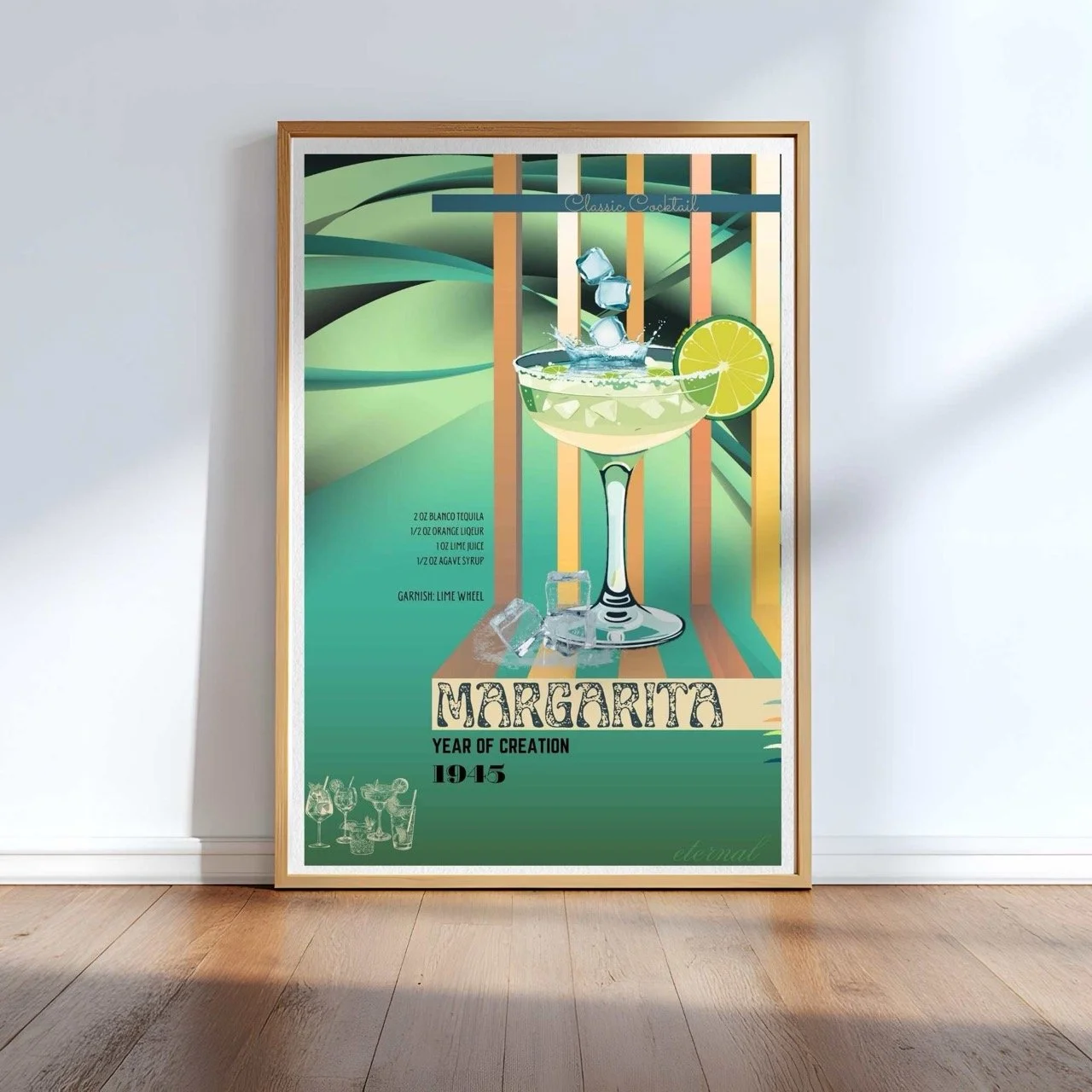 Retro Margarita Lime Classic Cocktail Culture Art Print, Eternal Art Prints