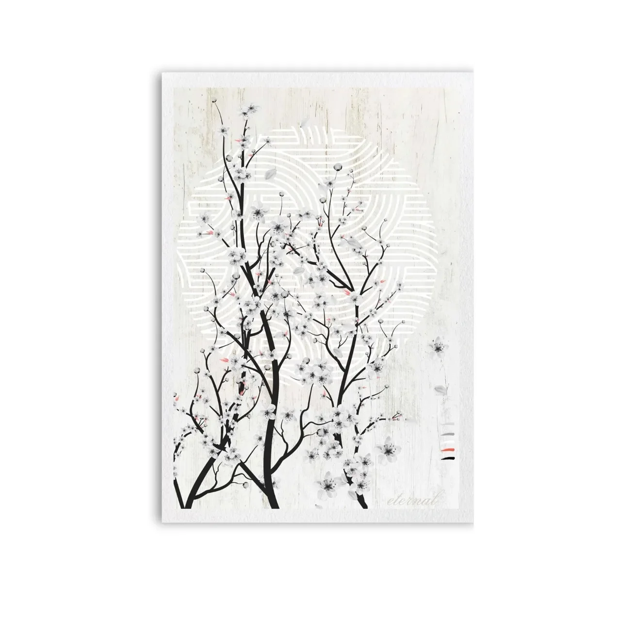 Oriental Cherry Blossom Zen Wall Art Print , Eternal Art Prints