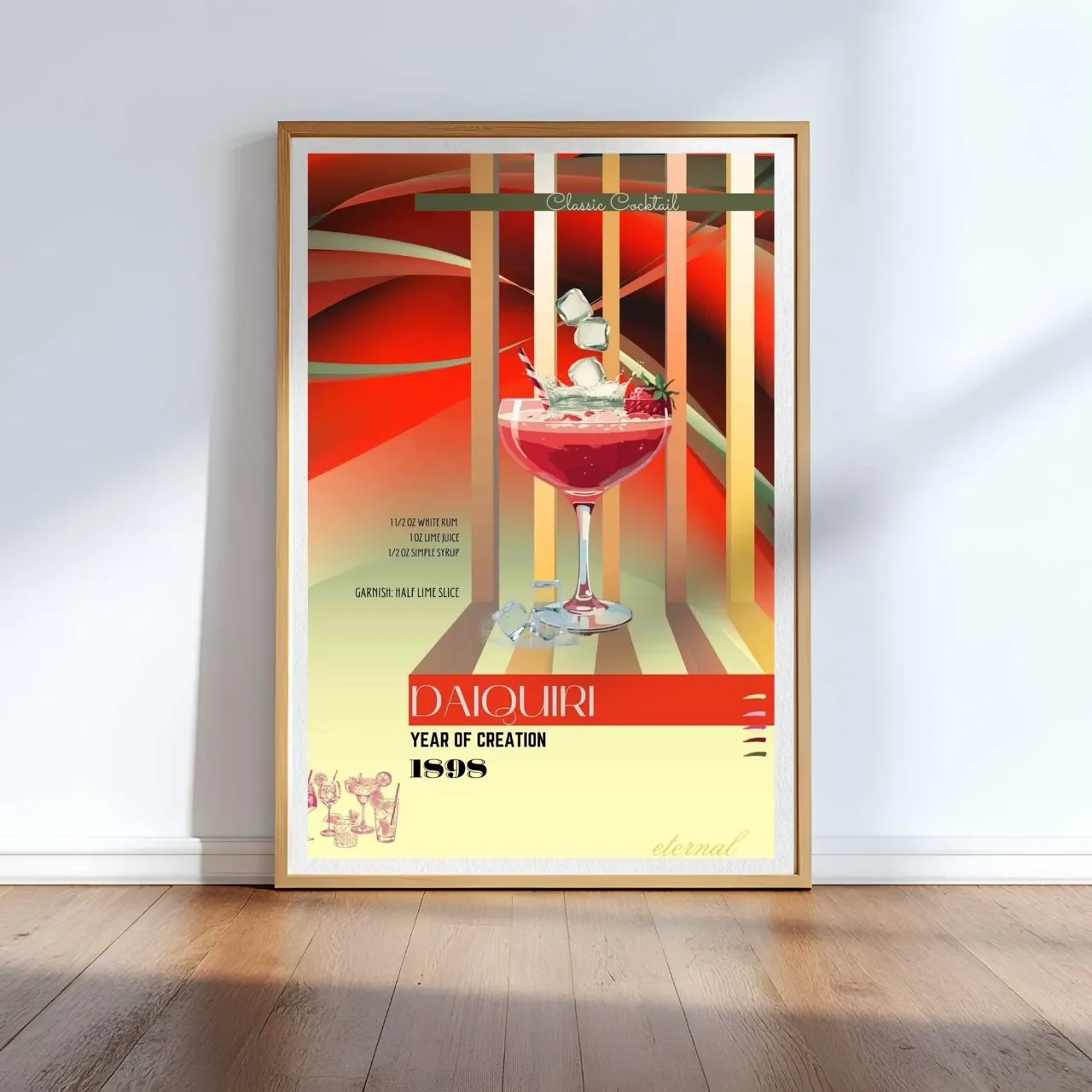 Daiquiri Retro Cocktail Culture Wall Art Print, Eternal Art Prints