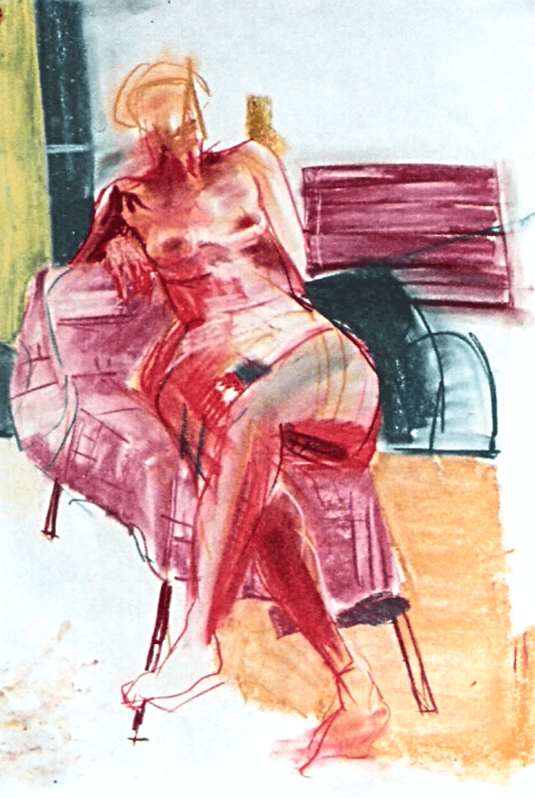 Seated Female in red  | Soft Pastel on Stonehenge | 594mmw x 420mmh     PRIVATE OWNER