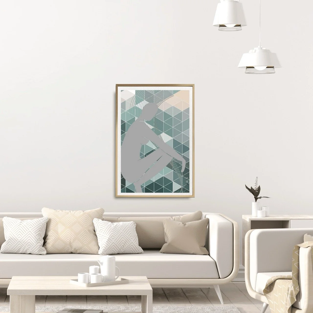 Female Nude Figure with Green Mosaic Wall Art Print, Sydney Artist - Eternal Art Prints - Eternal Art & Design