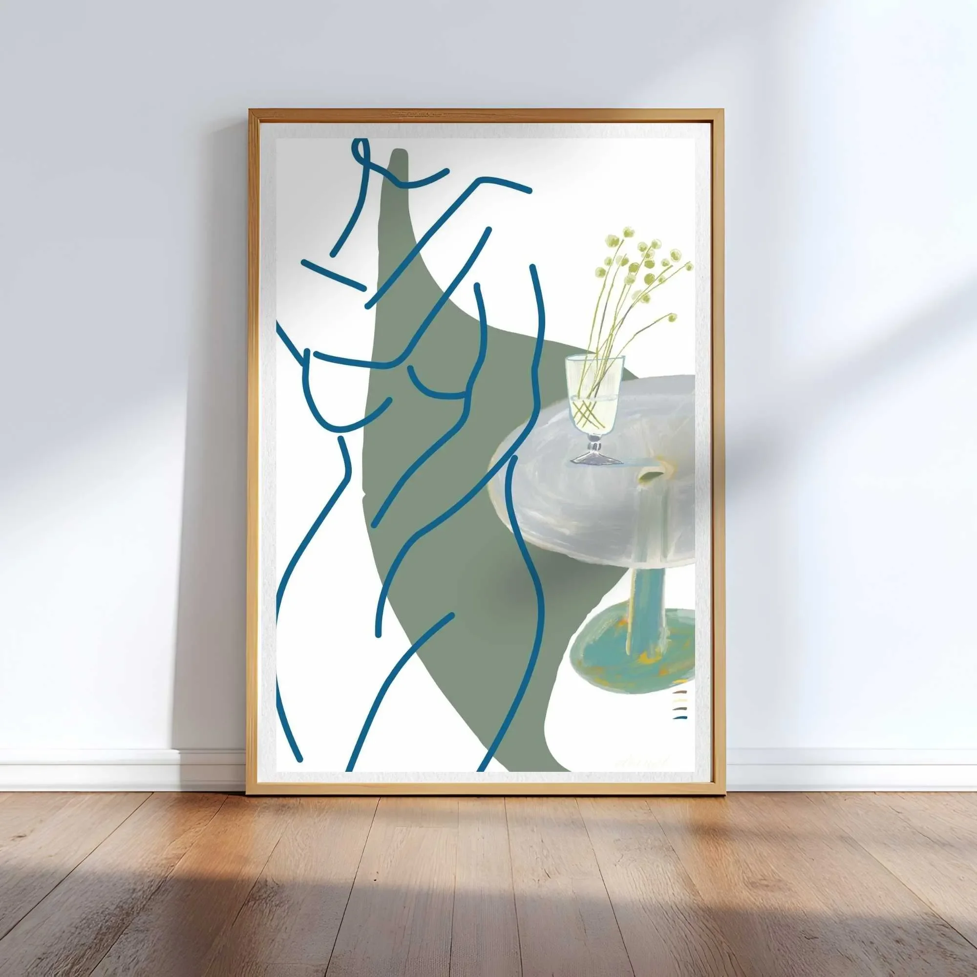 Female Line drawing Framed oak wood N10037 cnr_converted.webp