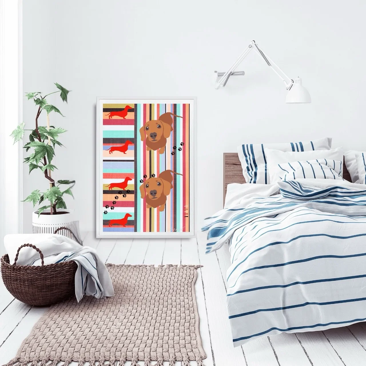 white-framed-sausage-dog-print1.-A10010 Large_converted.webp