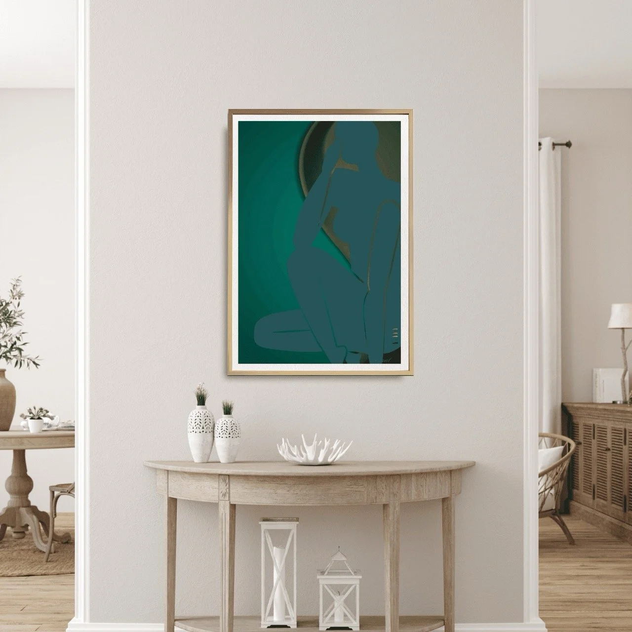 Female Figurative Nude in Green Wall Art Print, Sydney Artist - Eternal Art Prints - Eternal Art & Design