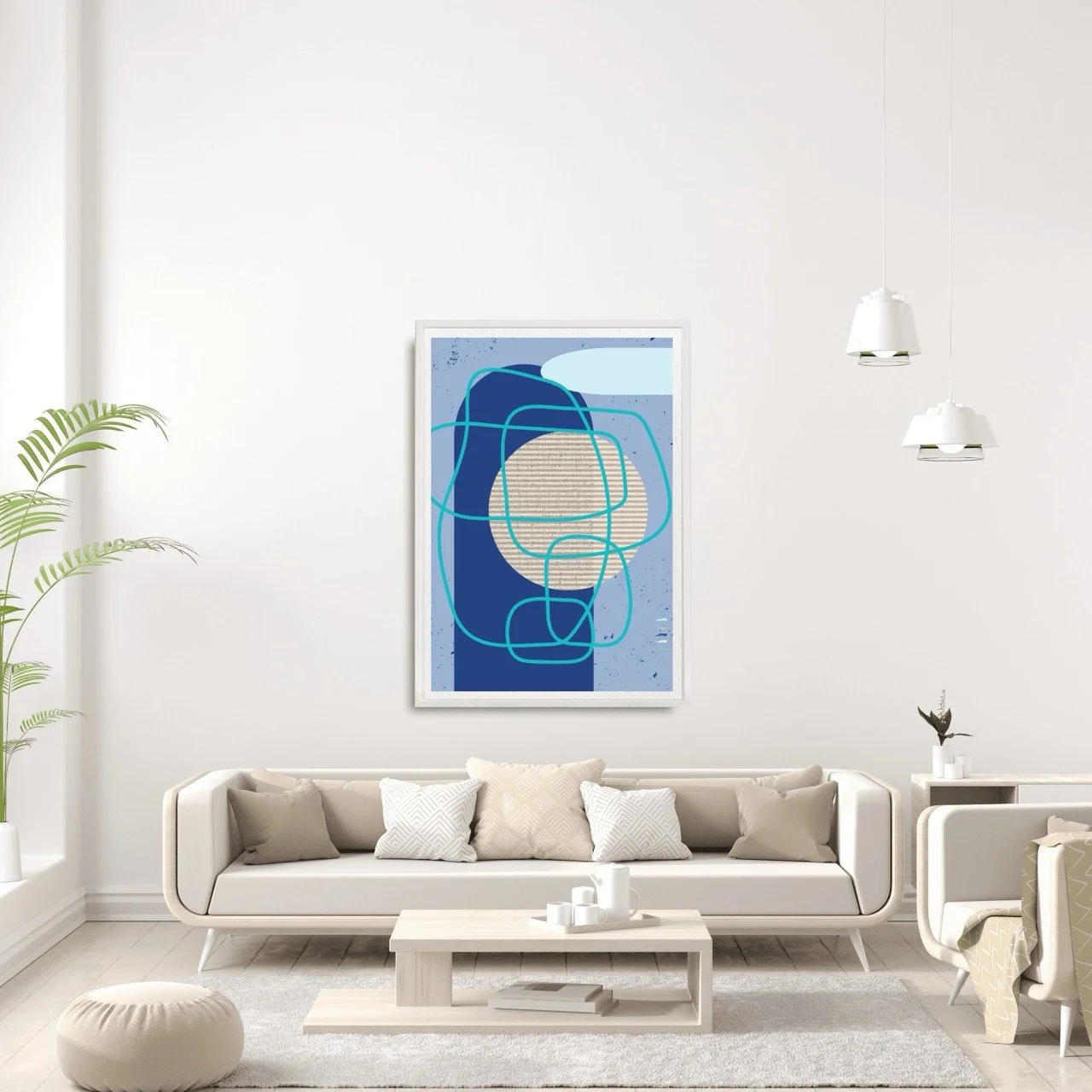 Abstract Modern Lines in Blue Art Print - Sydney Artist, Eternal Art Prints - Eternal Art & Design