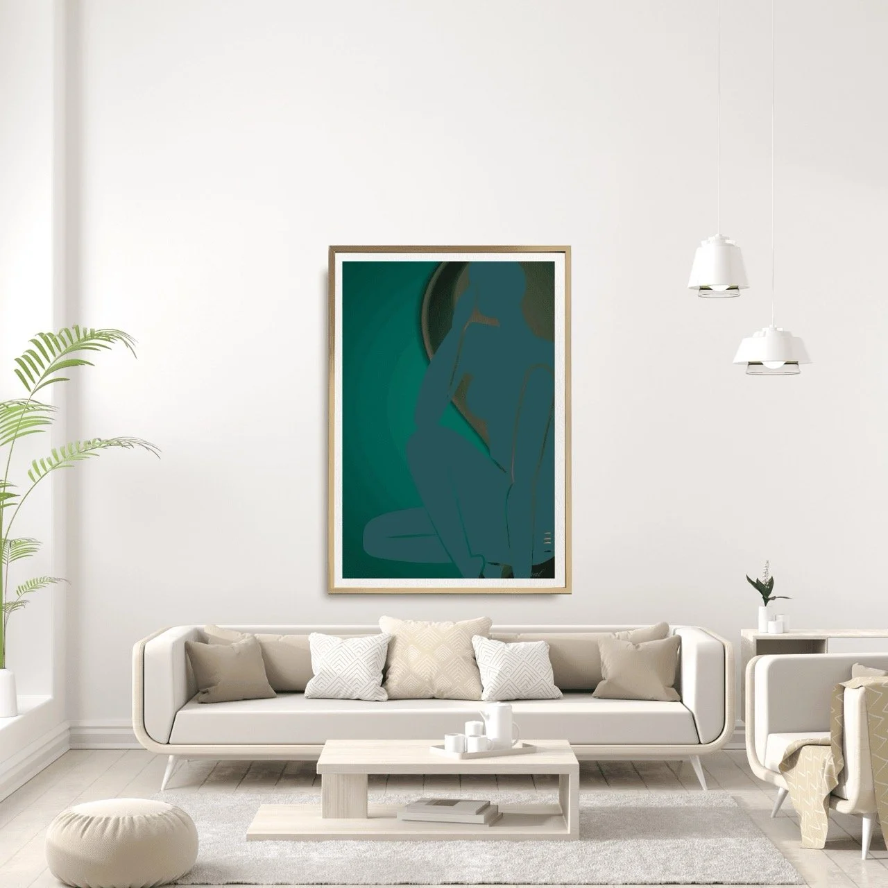 Female Figurative Nude in Green Wall Art Print, Sydney Artist - Eternal Art Prints - Eternal Art & Design