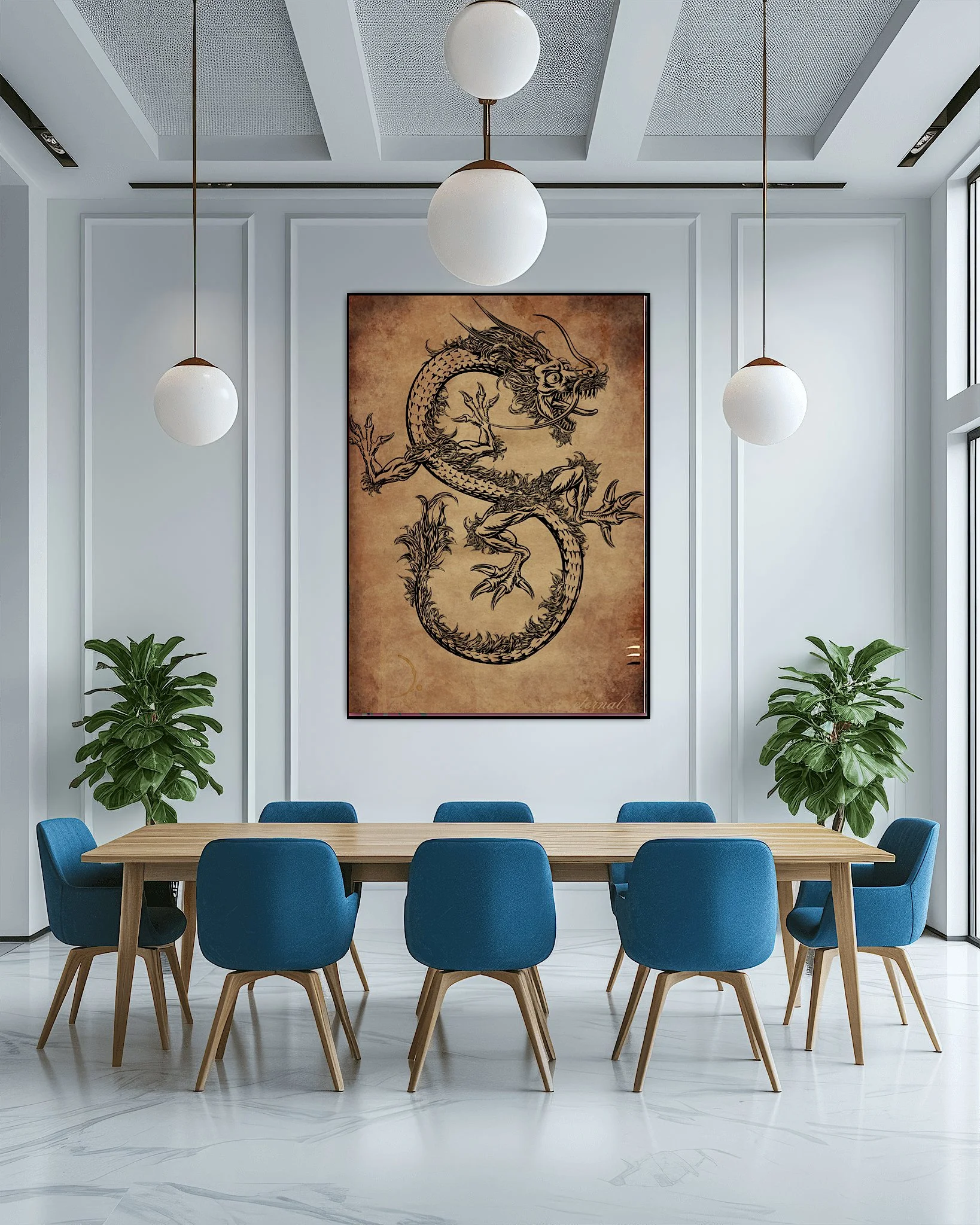 Oriental Eastern Dragon Wall Art Print, Eternal Art & Design - Eternal Art & Design