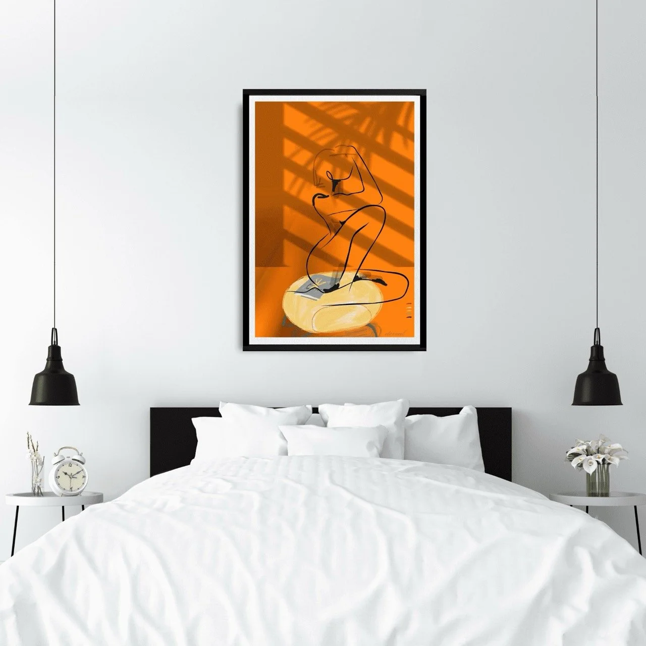 Female Nude Seated on Yellow Ottoman Art Print, Sydney Artist - Eternal Art & Design - Eternal Art & Design