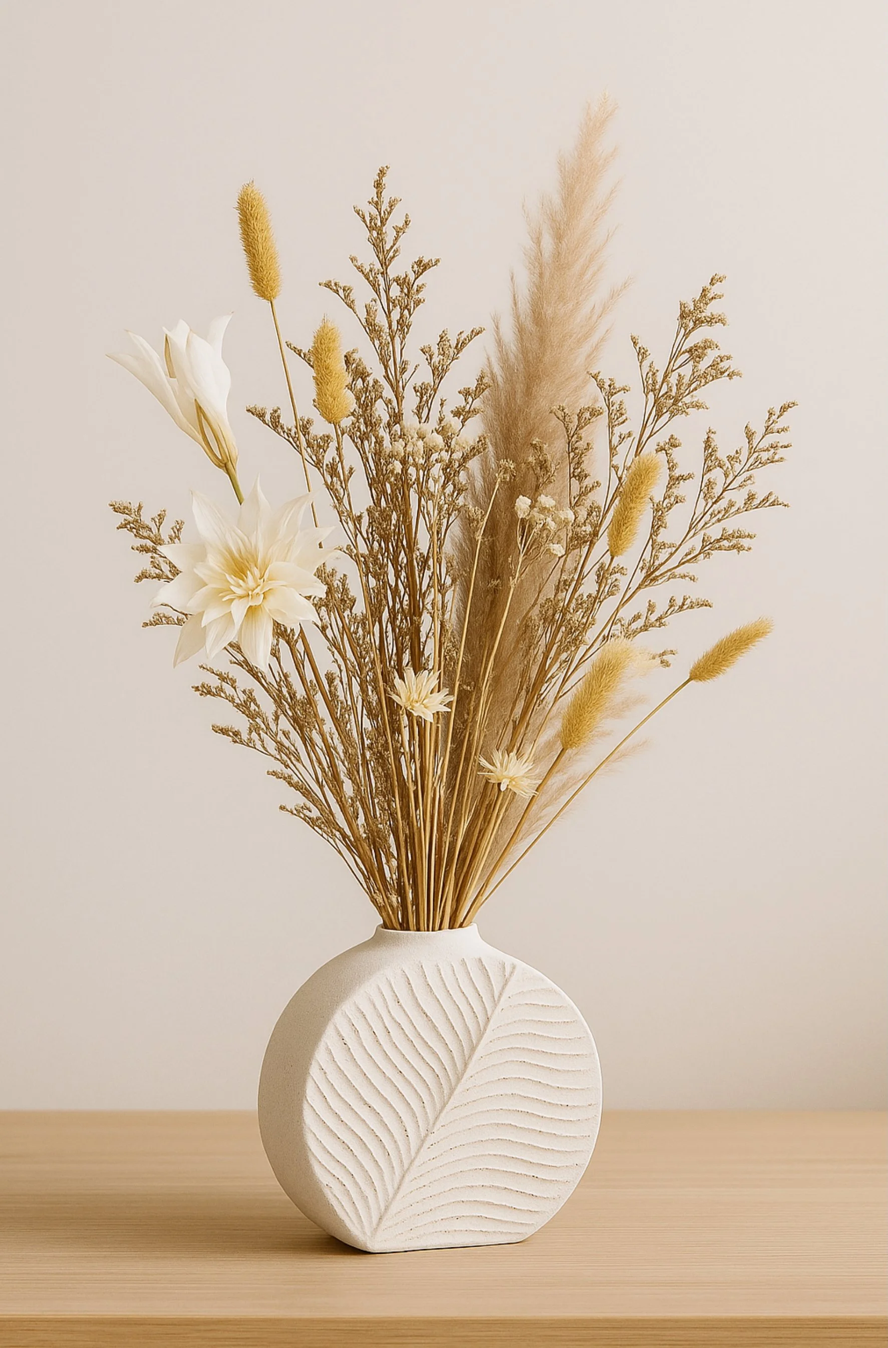 Desert Sands with Textured Vase - Eternal Stems. Handcrafted dried & preserved arrangement