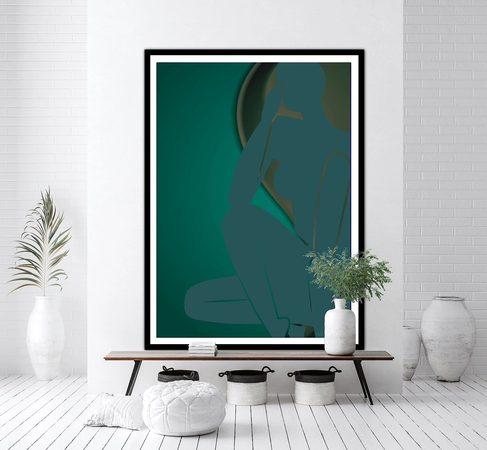 Nude in Green Wall Art Print, Sydney Artist - Eternal Art & Design - Eternal Art & Design