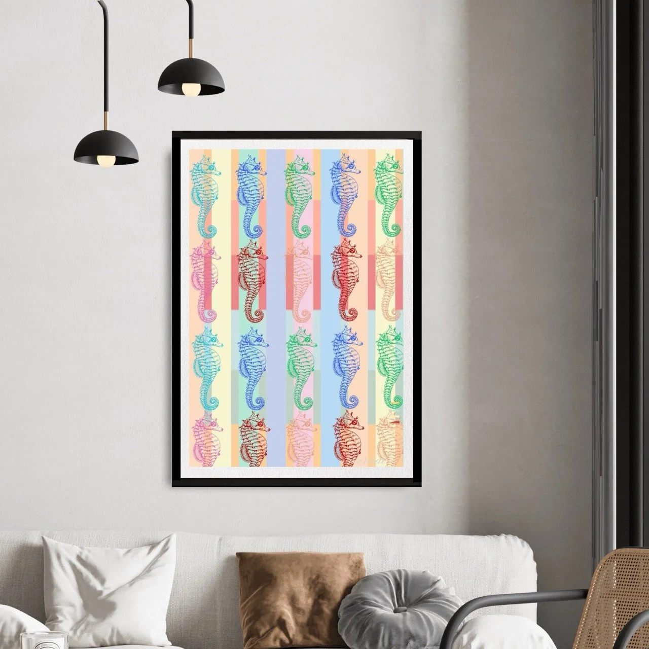 Pastel Seahorse Modern Coastal Nautical Wall Art Print - Sydney Artist, Eternal Art Prints - Eternal Art & Design